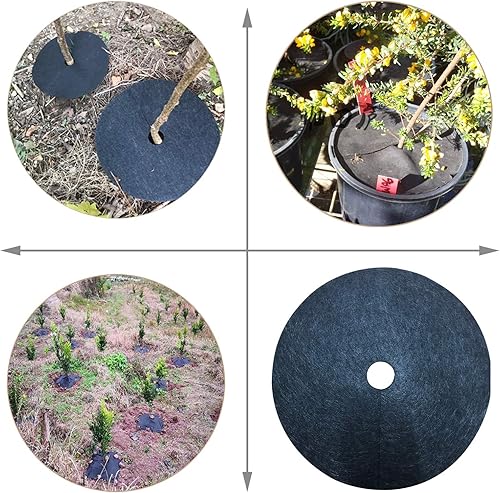 Miniatura 6 de ASSR 12 mantillos de protección para árboles, estera de barreras de malezas, anillo de cobertura de esteras de 12.8in, cubierta para plantas