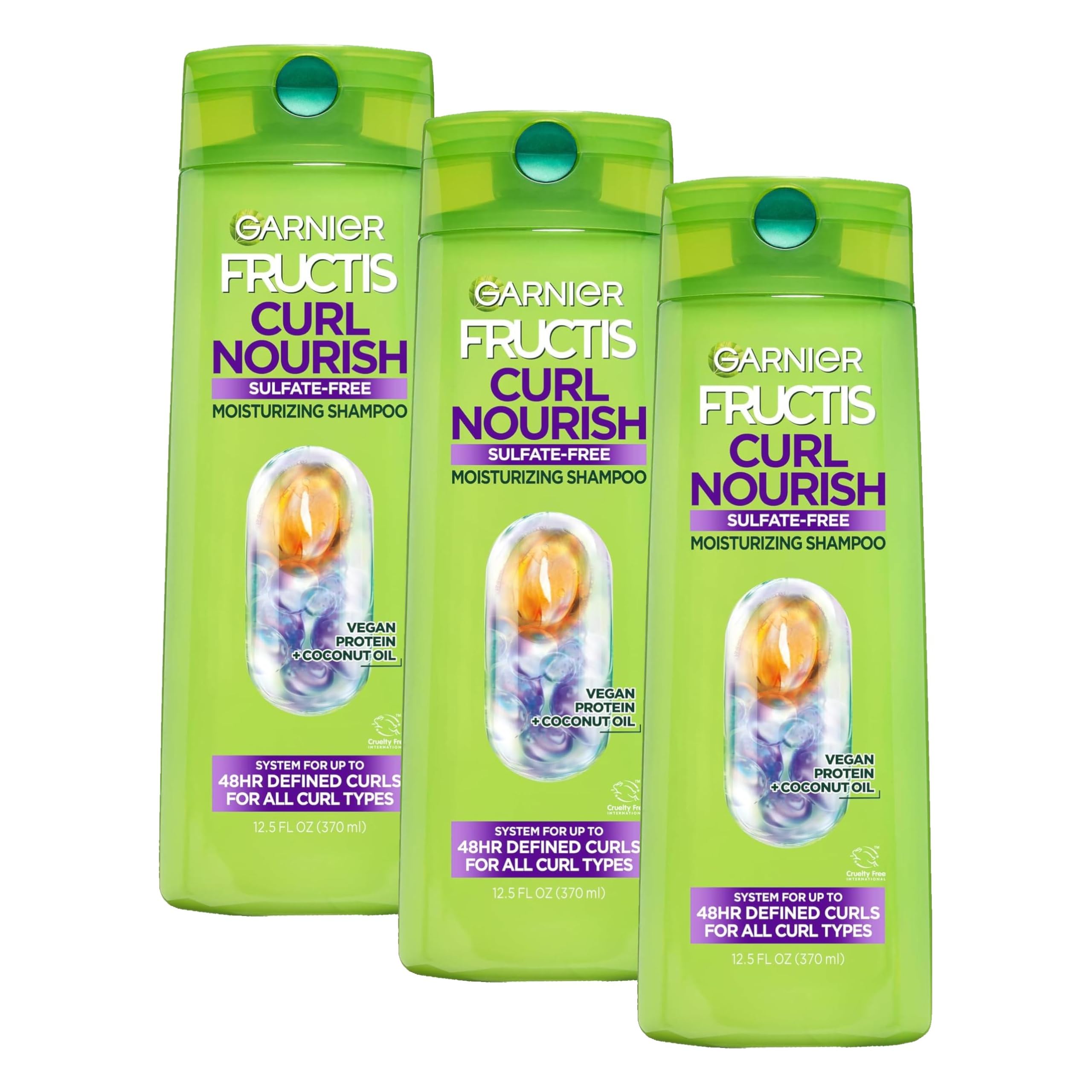 Garnier Fructis Curl Nourish Sulfate Free Moisturizing Shampoo, 12.5 Fl Oz, (Packaging May Vary) (Pack of 3) Cradle to Cradle Certified Cradle to Cradle Certified Cradle to Cradle Certified