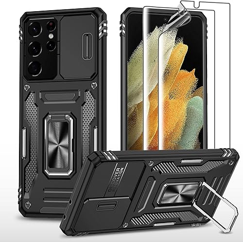 Armor - Funda protectora para Samsung Galaxy S21 Ultra de 6.8 pulgadas, grado militar, Samsung Galaxy S21 Ultra con protector de pantalla 2 piezas