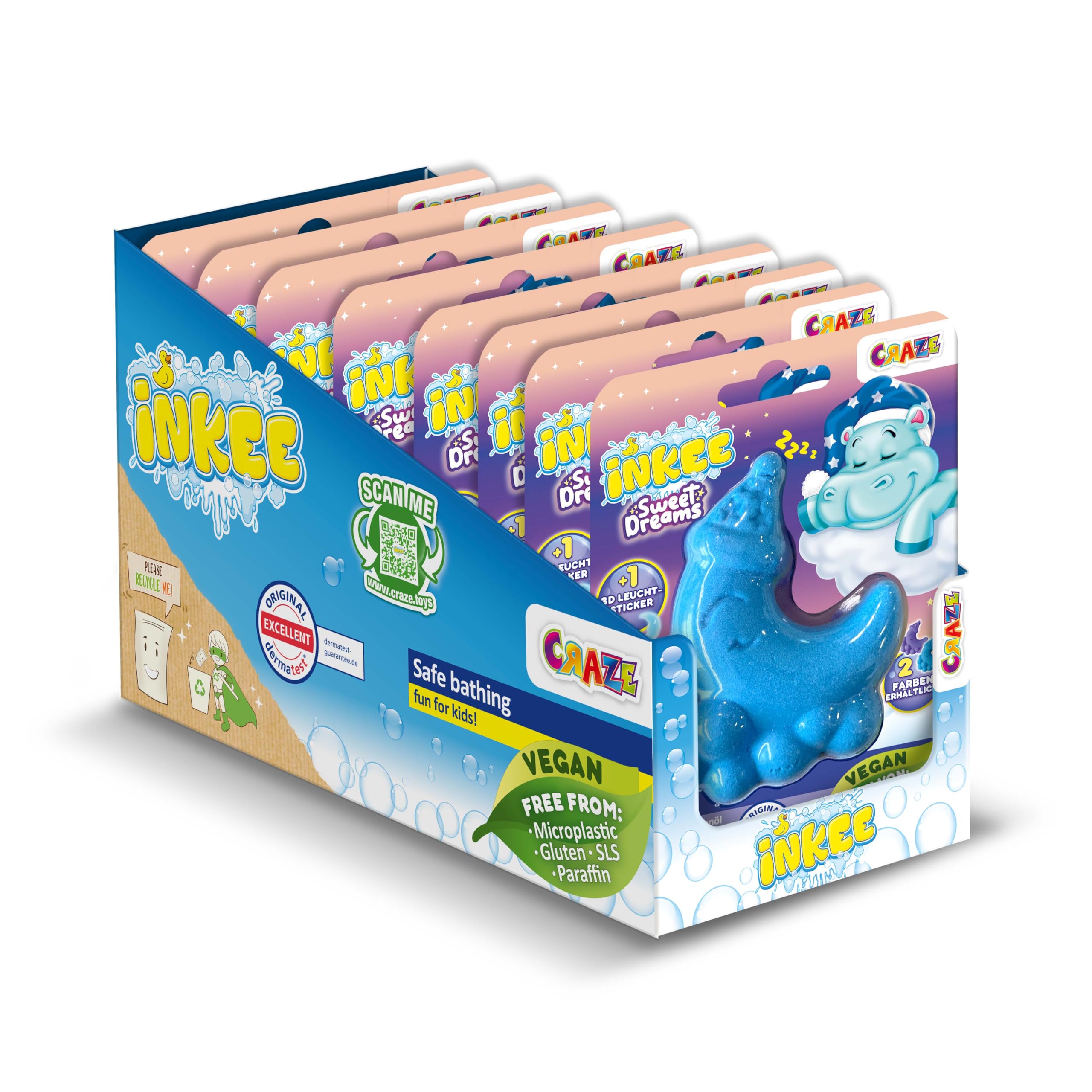 INKEE Moon Badebomben Set – 8 Stück, Mit Lavendelduft, Überraschung Innen, Für Kinder, TÜV-geprüft