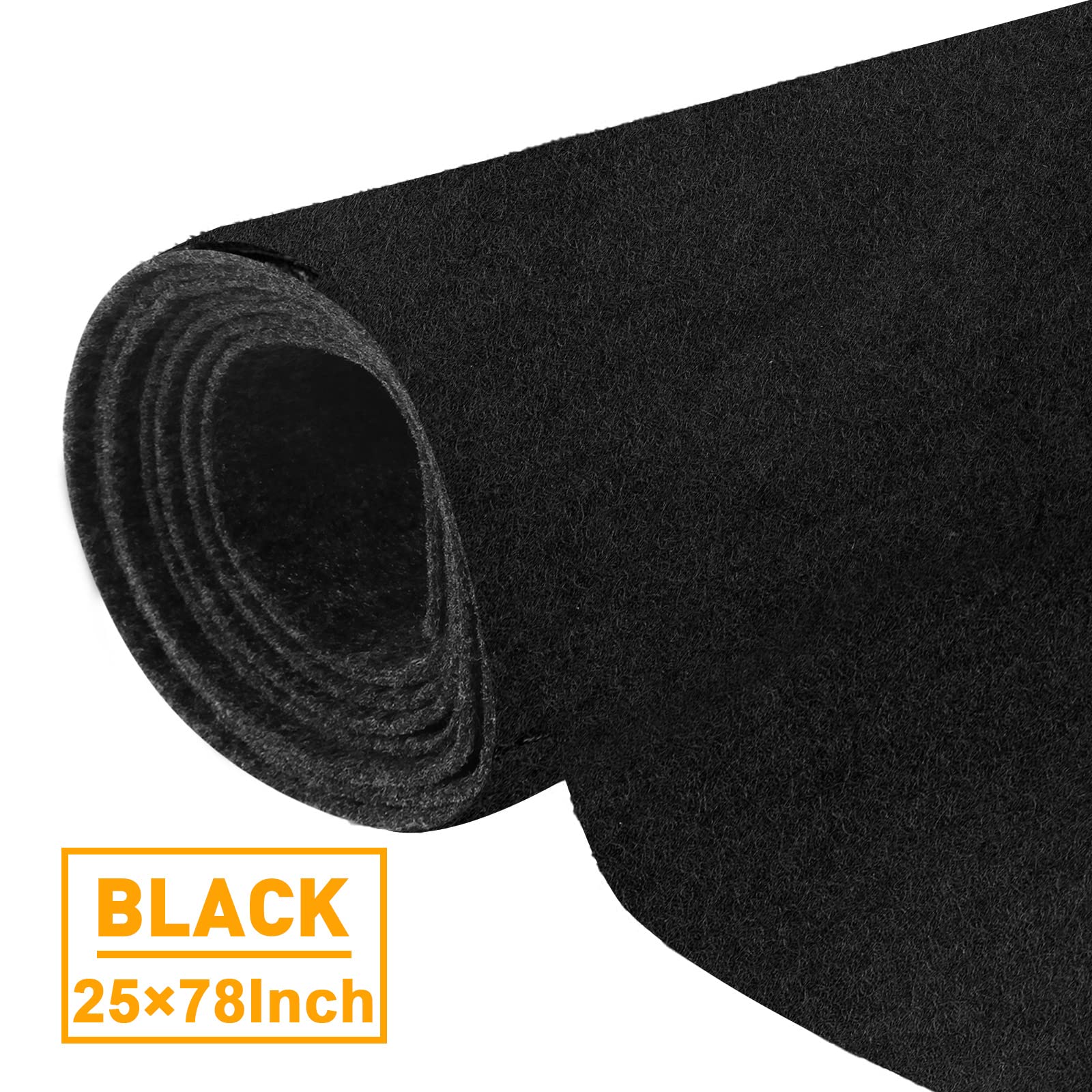 Halero 78" L x 25" W Black Underfelt Speak Box Carpet,Underfelt Non-Wowen Fabric Material for Speak Sub Box Home Auto Rv Boat Marine Truck Car Trunk Liner