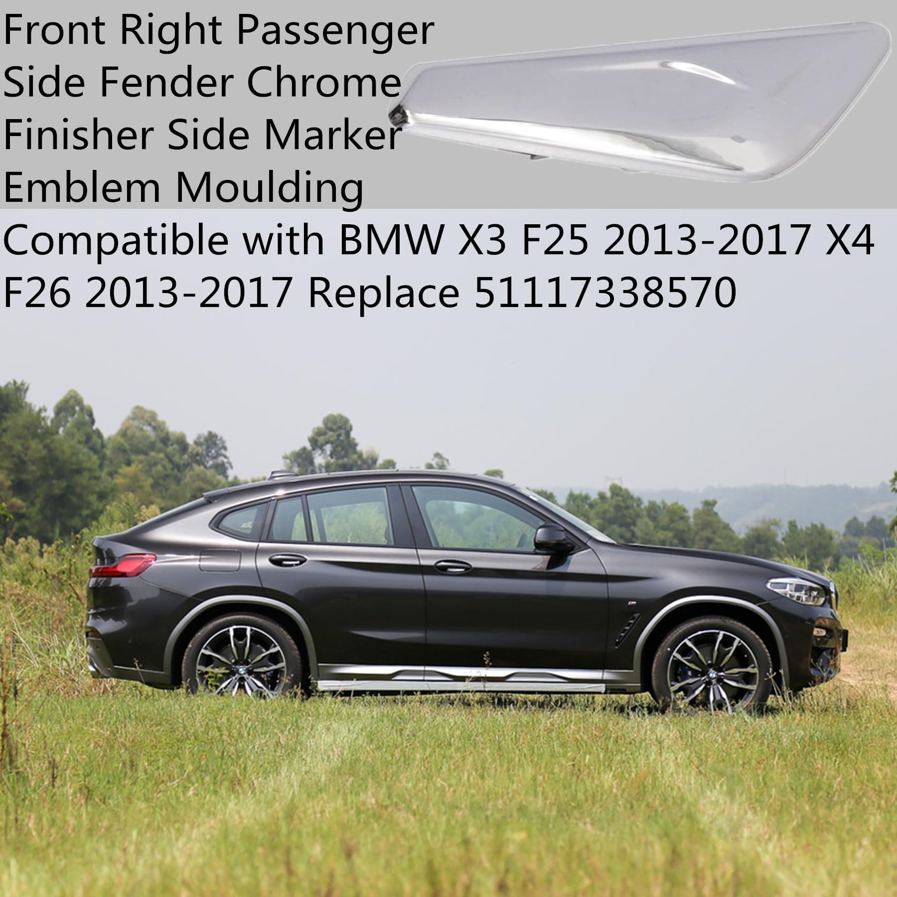 Amazon.com: Front Right Passenger Side Fender Chrome Finisher Side  