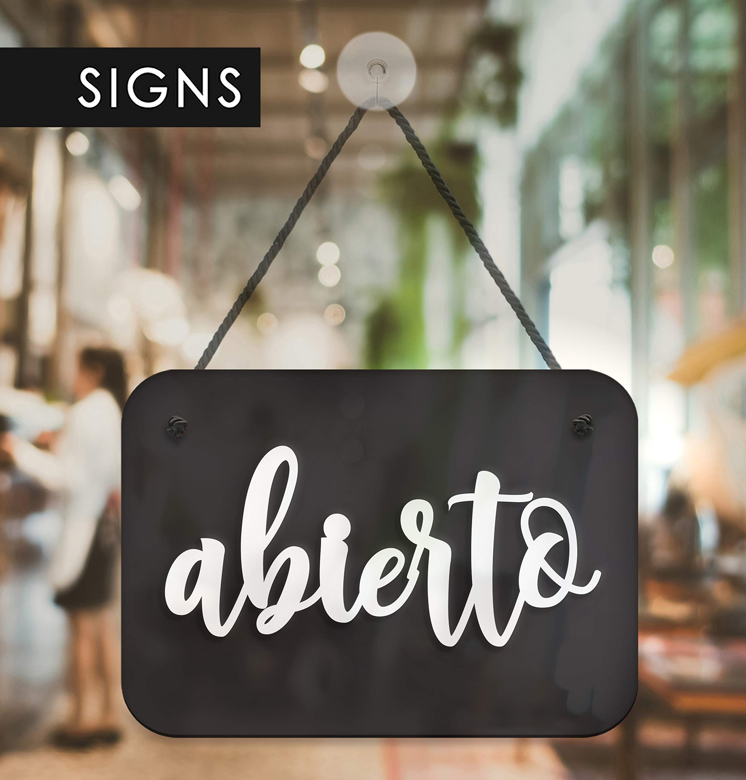 SIGNS | Shabby Chic - Abierto Cerrado cartel doble cara signo [OC12] - Placa de la puerta colgante de doble cara - Letrero de la tienda comercial reversible