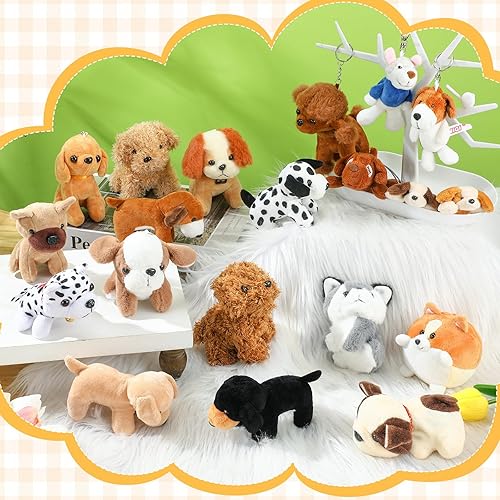 Miniatura 4 de Sosation 20 piezas de mini peluche de cachorro de peluche a granel, juguete de regalo de fiesta de perro de felpa suave para rellenos de bolsas de