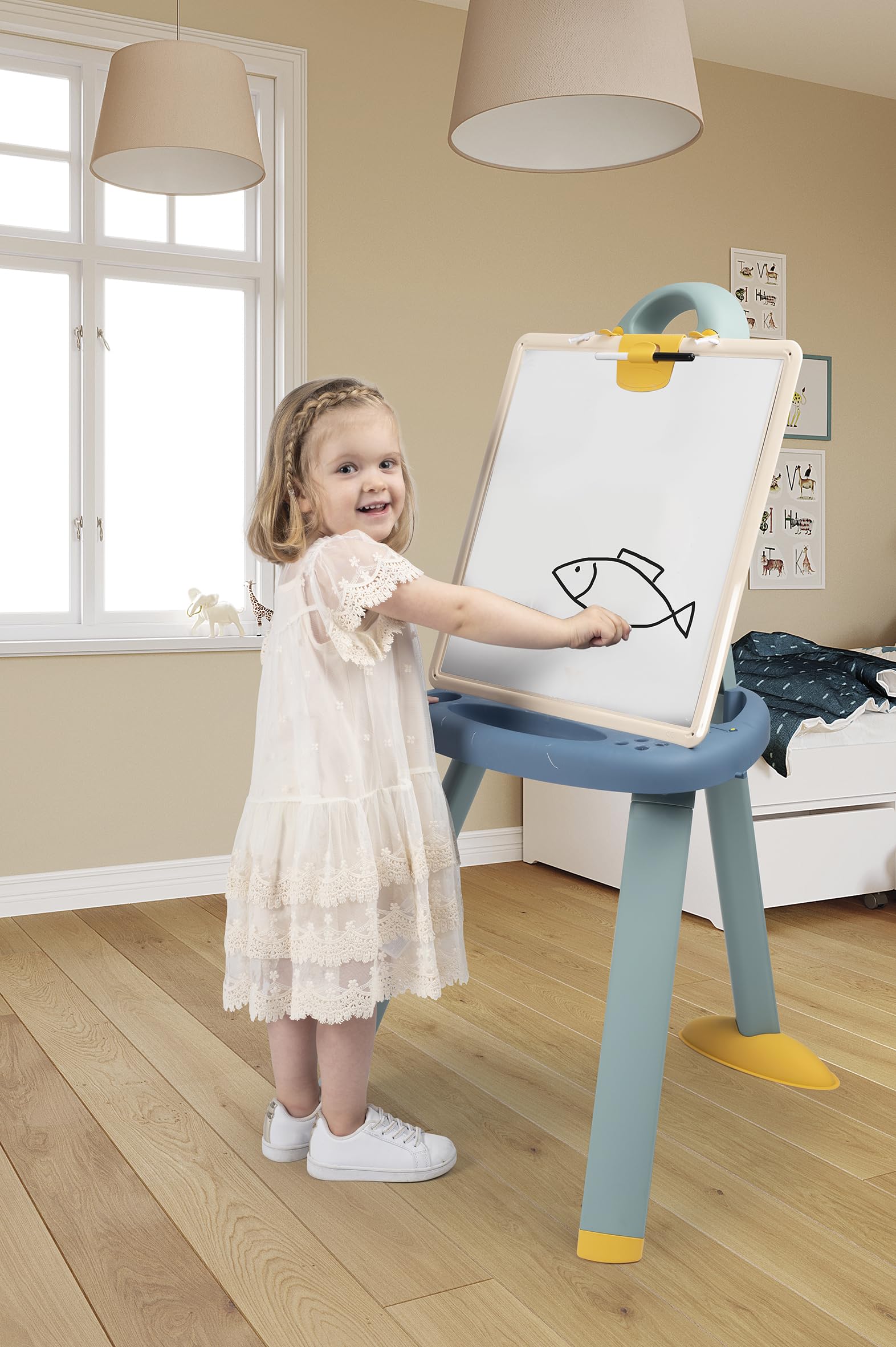 Smoby 7600410626 Tableau double réversible avec 48 lettres magnétiques, craies et marqueur, réversible, pour enfants à partir de 3 ans
