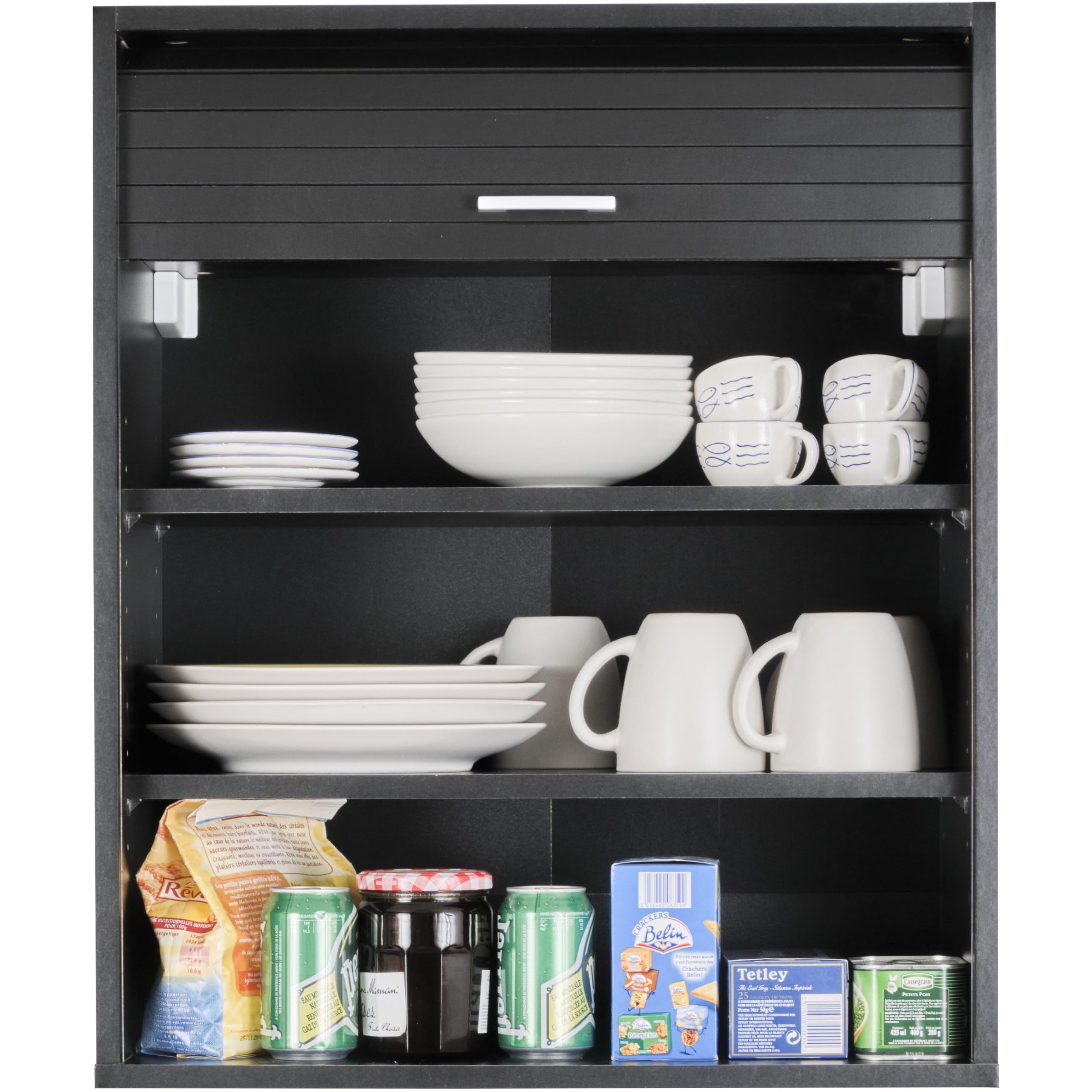 SIMMOB Meuble de Cuisine Noir 2 Etagères L 60 cm H 72 cm P 35 cm