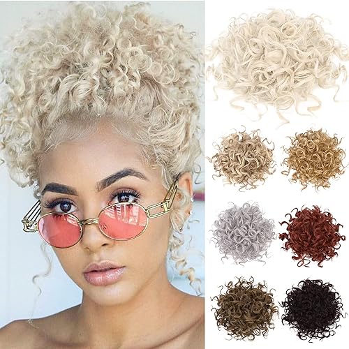 Miniatura 1 de LONAI Extensiones de cabello sintético para mujer, con cordón elástico, extensiones de cabello sintético para mujer, uso diario, rubio blanco