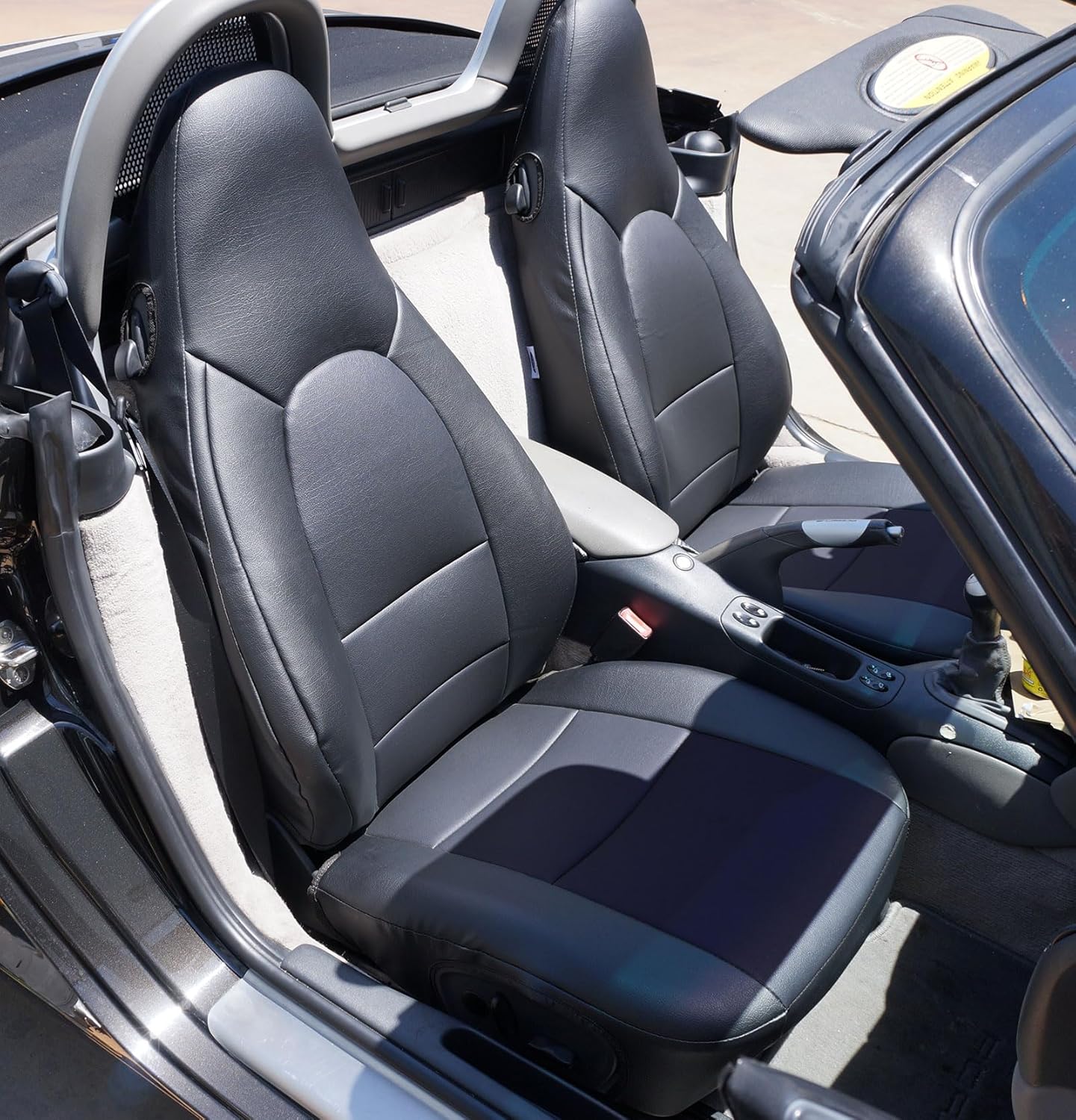 Iggee Black Artificial Leather Custom Made Original fit Front seat Covers Designed for Porsche Boxster 1997-2004