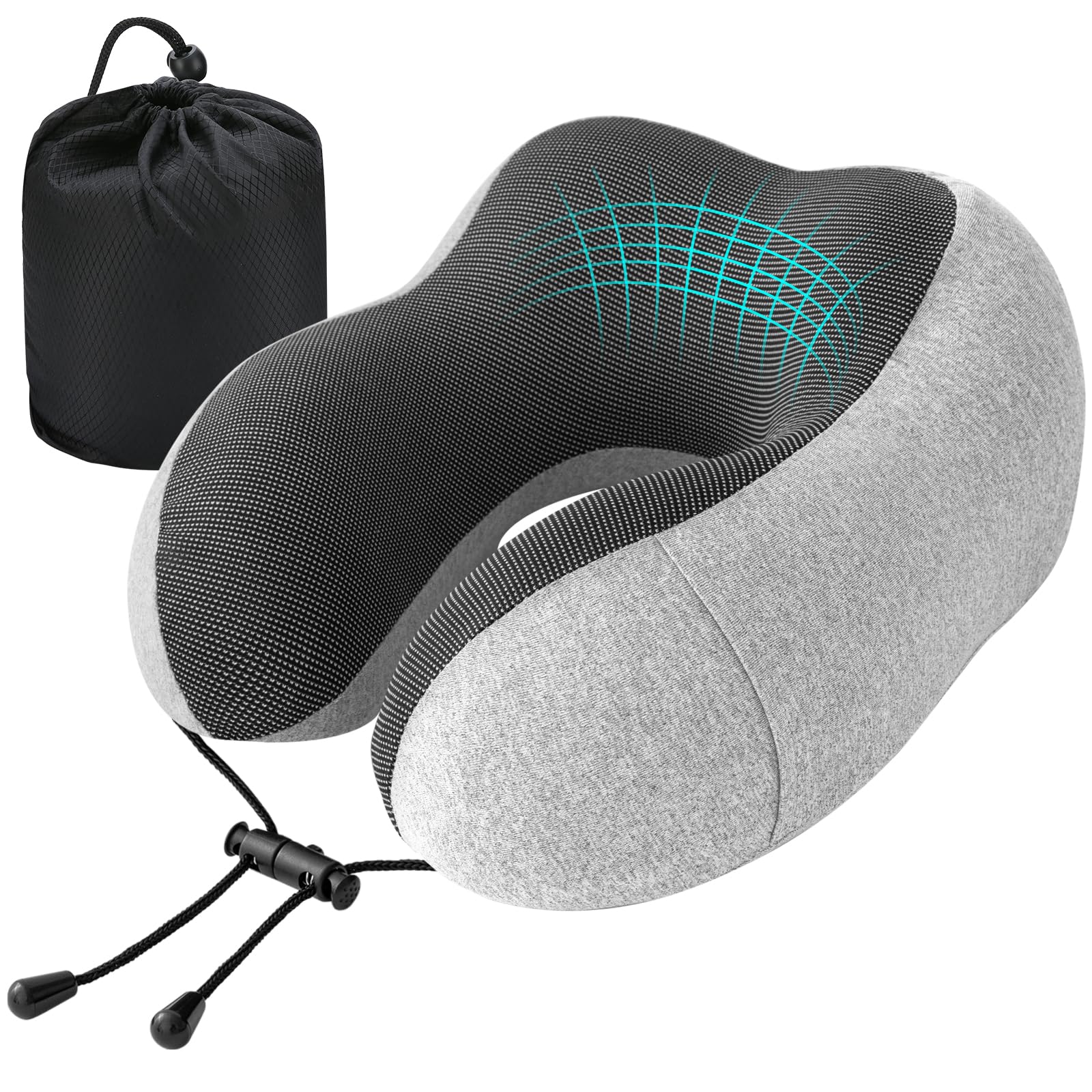 JiancrateJiancrate Flat Back Travel Pillow for Airplane, Memory Foam Neck Pillow for Travel, Soft & Ergonomic Travel Neck Pillow for Adults Resting in Flights, Trains, Cars, Office