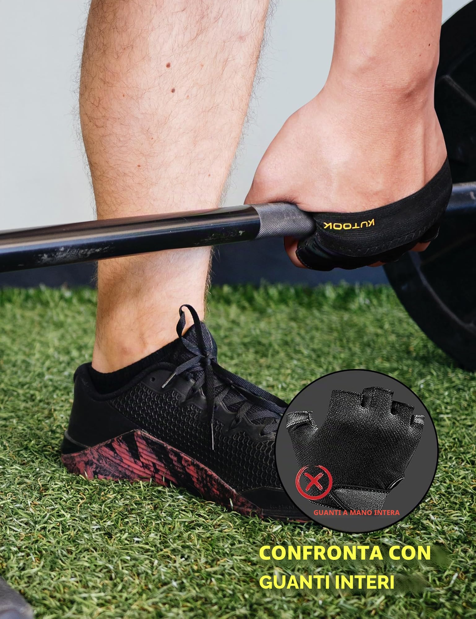 KUTOOK Guanti Palestra Antiscivolo Traspiranti per Pull-ups Bodybuilding Sollevamento Pesi