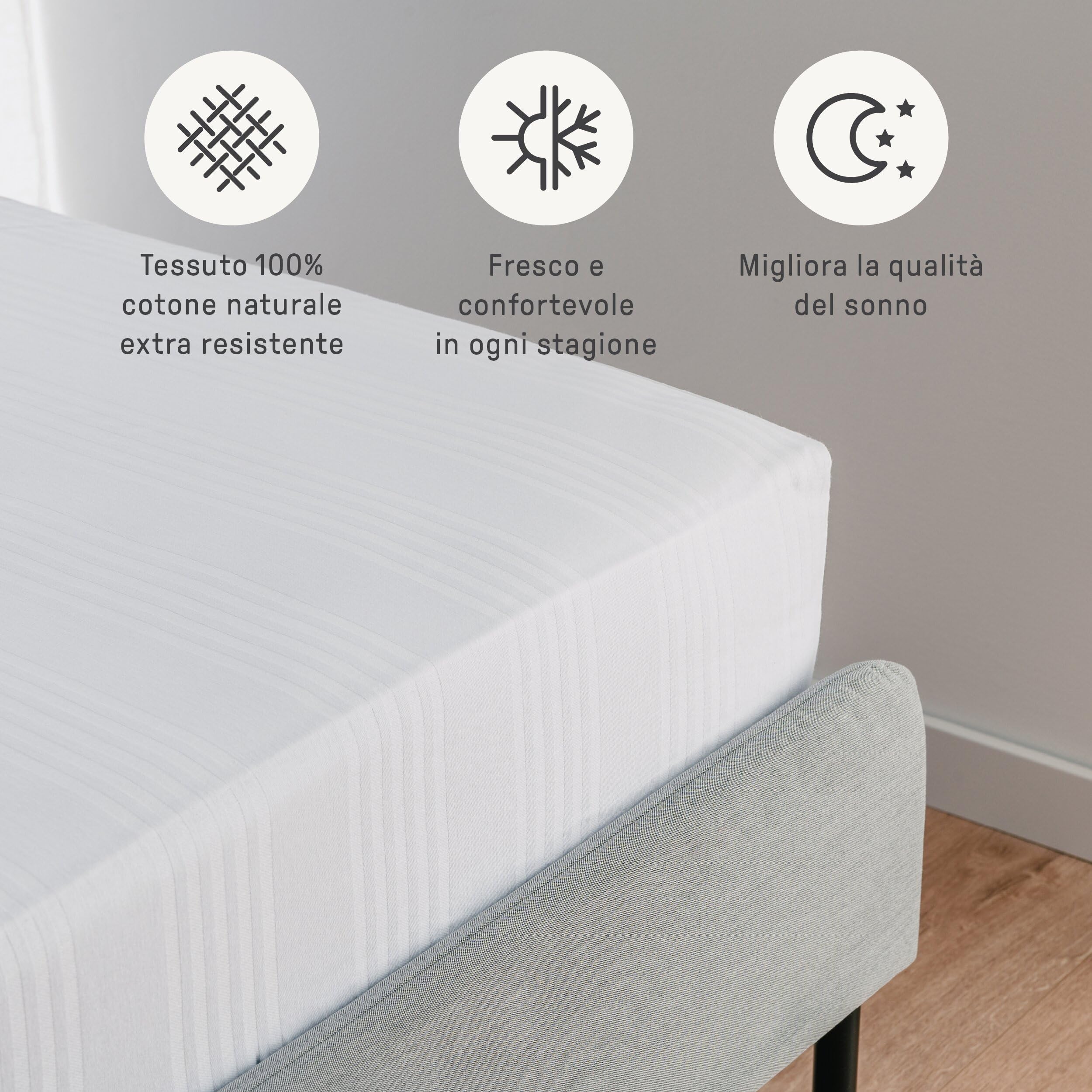 DREAMIN*101 - Coprimaterasso Singolo 90x200 Rinfrescante e Ipoallergenico, Lenzuola Letto Singolo in Cotone 100% Traspirante, Lenzuolo con Angoli Singolo Antipiega, Aderenti e Resistenti