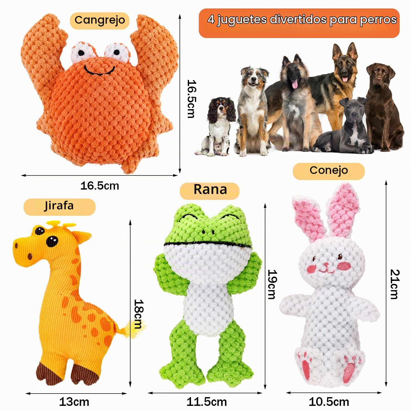 4 PCS Juguetes para Perro con Chirriador Squeaky, Lindos Interactivos Juguetes de Peluche Suave para Perros Pequeños para Aliviar el Aburrimiento, hasta 12 kg