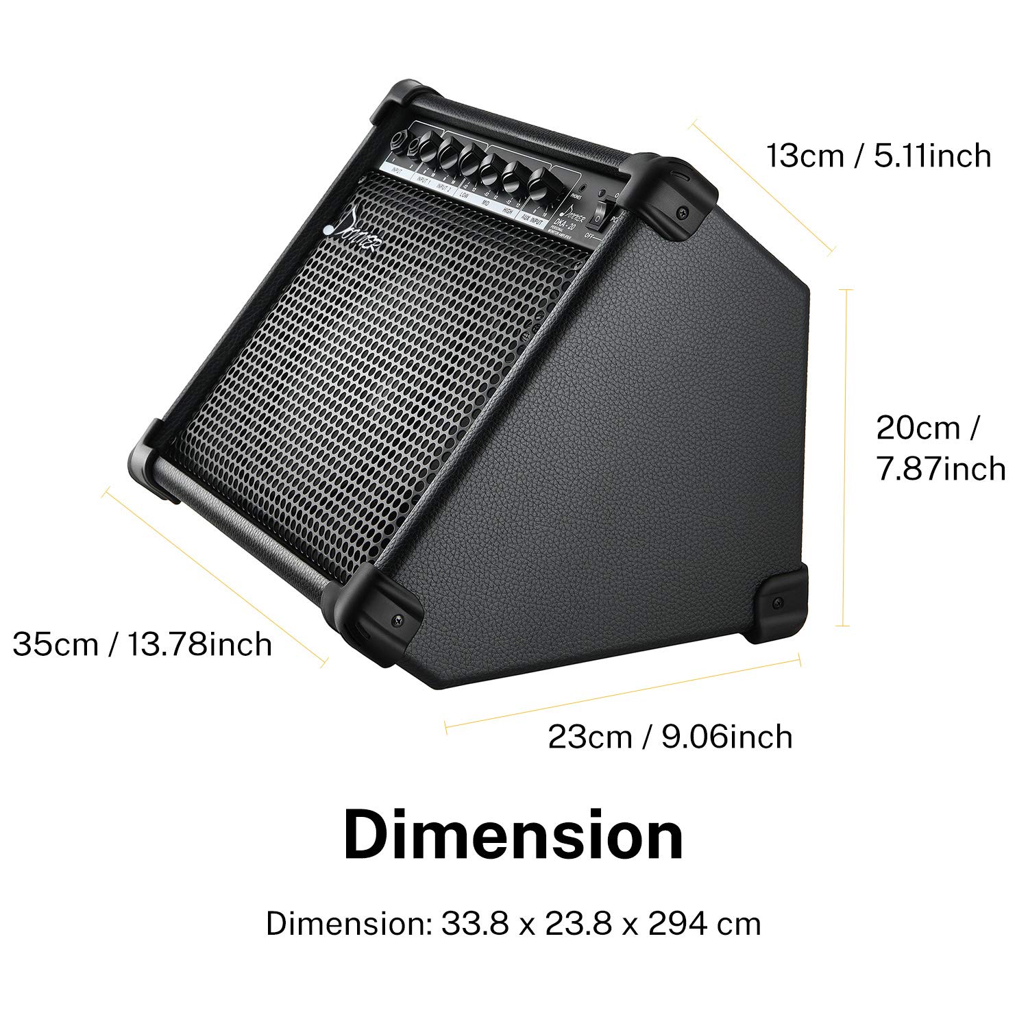 Donner DKA-20 Keyboard Amplifier 20 Watt Keyboard AMP with Aux in and Two Channels, Bass Guitar Amp, Piano Amplifier, Electronic Drum Speaker Support for Microphone Input