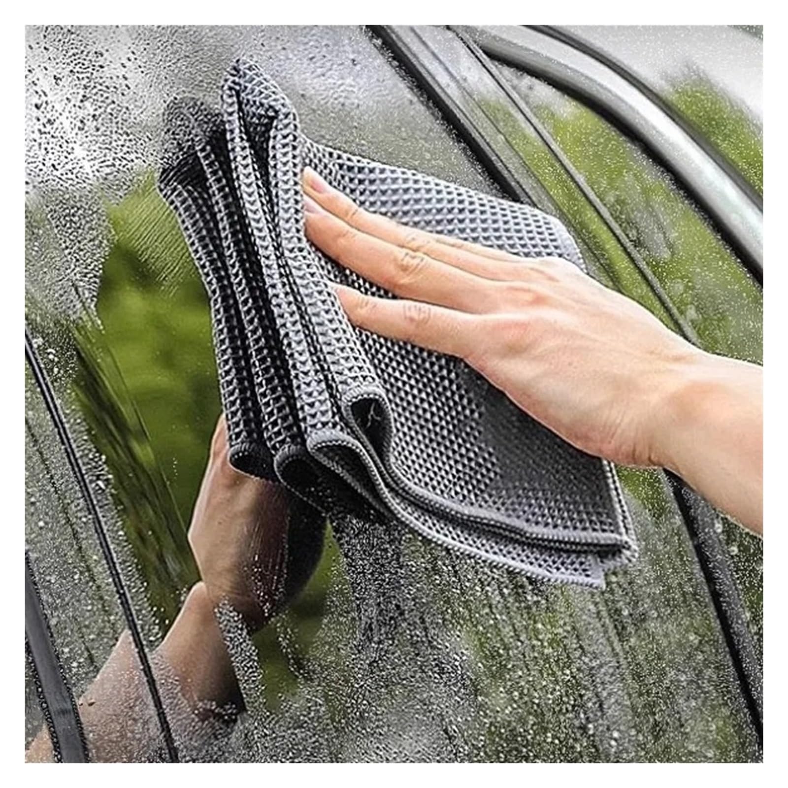 Premium Microfiber Car Wash Towel - Super Absorbent Waffle Weave Detailing Cloth for Care Household Cleaning Blue 38x38cm — view 4