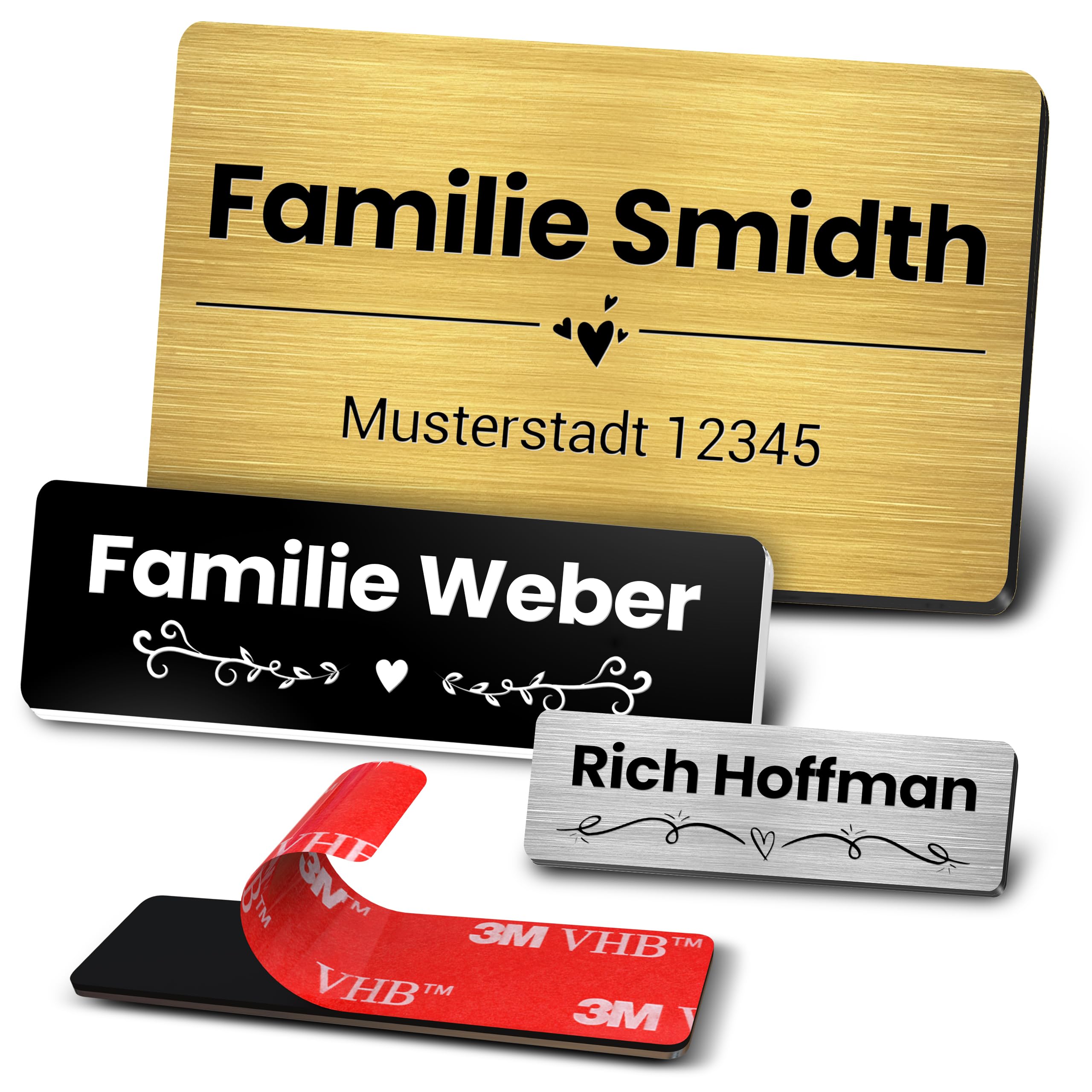 Personalisierte Namensplatte Acryl Türschild Briefkasten Namensschild Türklingel Schild Individuelle Namensplakette Selbstklebend Outdoor Hausschild Graviertes Acryl