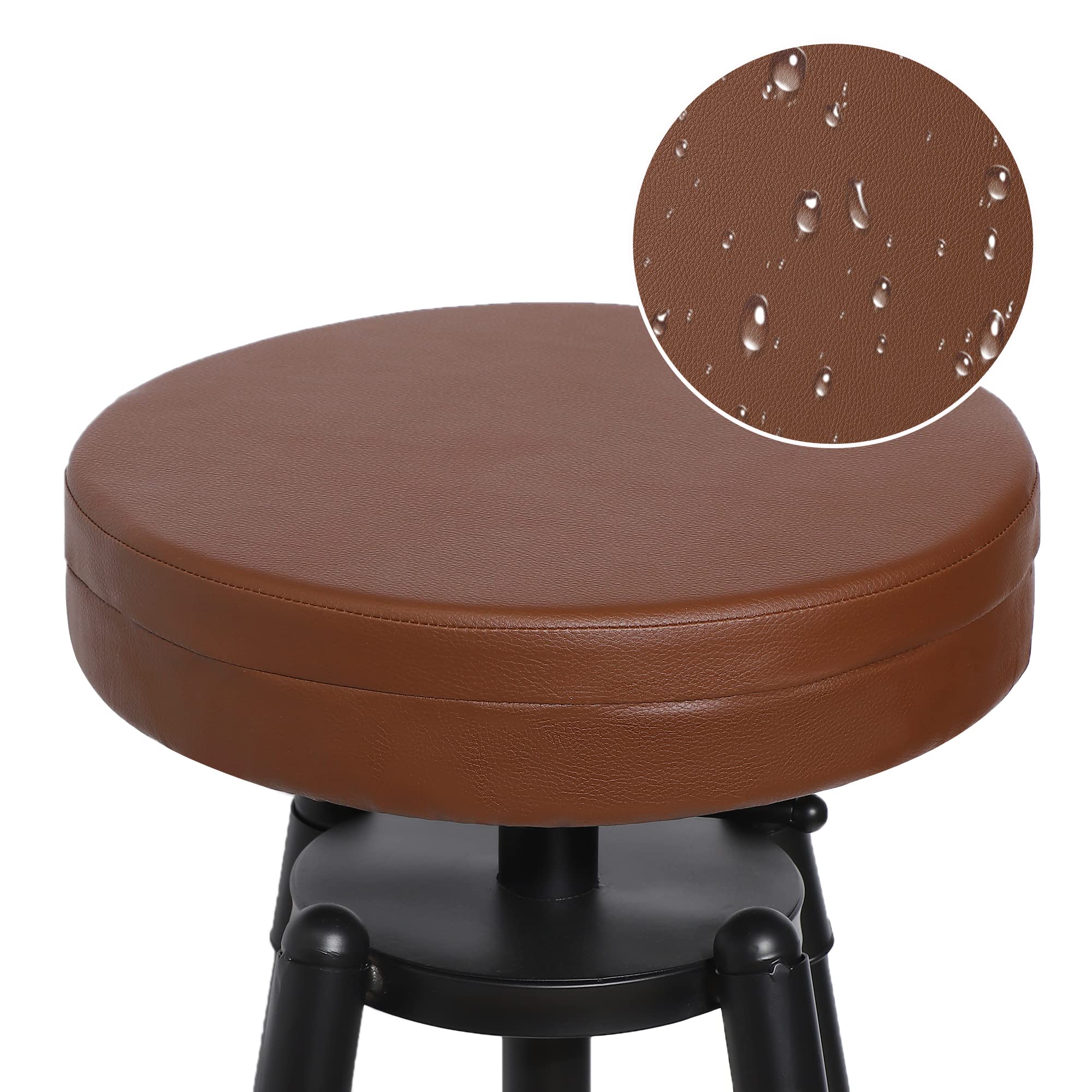 Tromlycs Round Bar Stool Seat Cushion with Elastic 12 inch for Barstool Pad  Cushion Cover Brown Faux Leather
