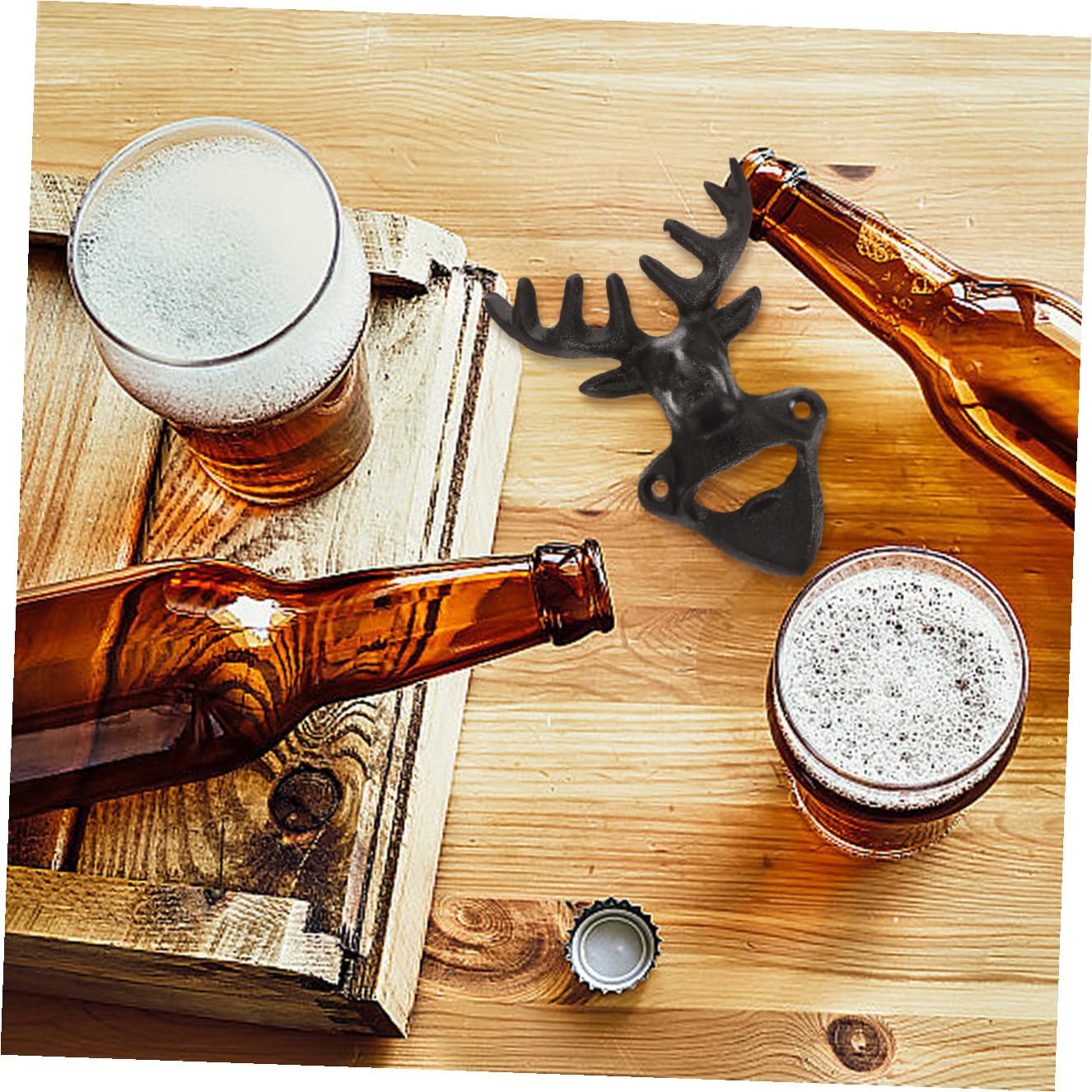 COLLBATH Abridor de Botellas Manual de Cerveza y Vino de Metal Negro, Ligero y Ahorra, Adecuado para Fiestas y Ocasiones Obsequios
