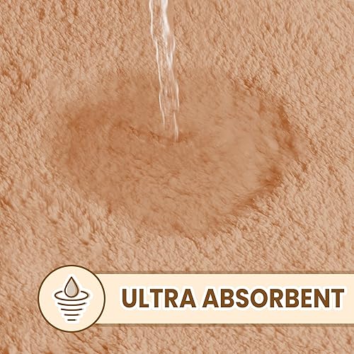 Miniatura 2 de TECHMILLY Alfombras de baño esponjosas de lujo (juego de 2 piezas), tapete de ducha de microfibra antideslizante, suave y absorbente, lavable y de