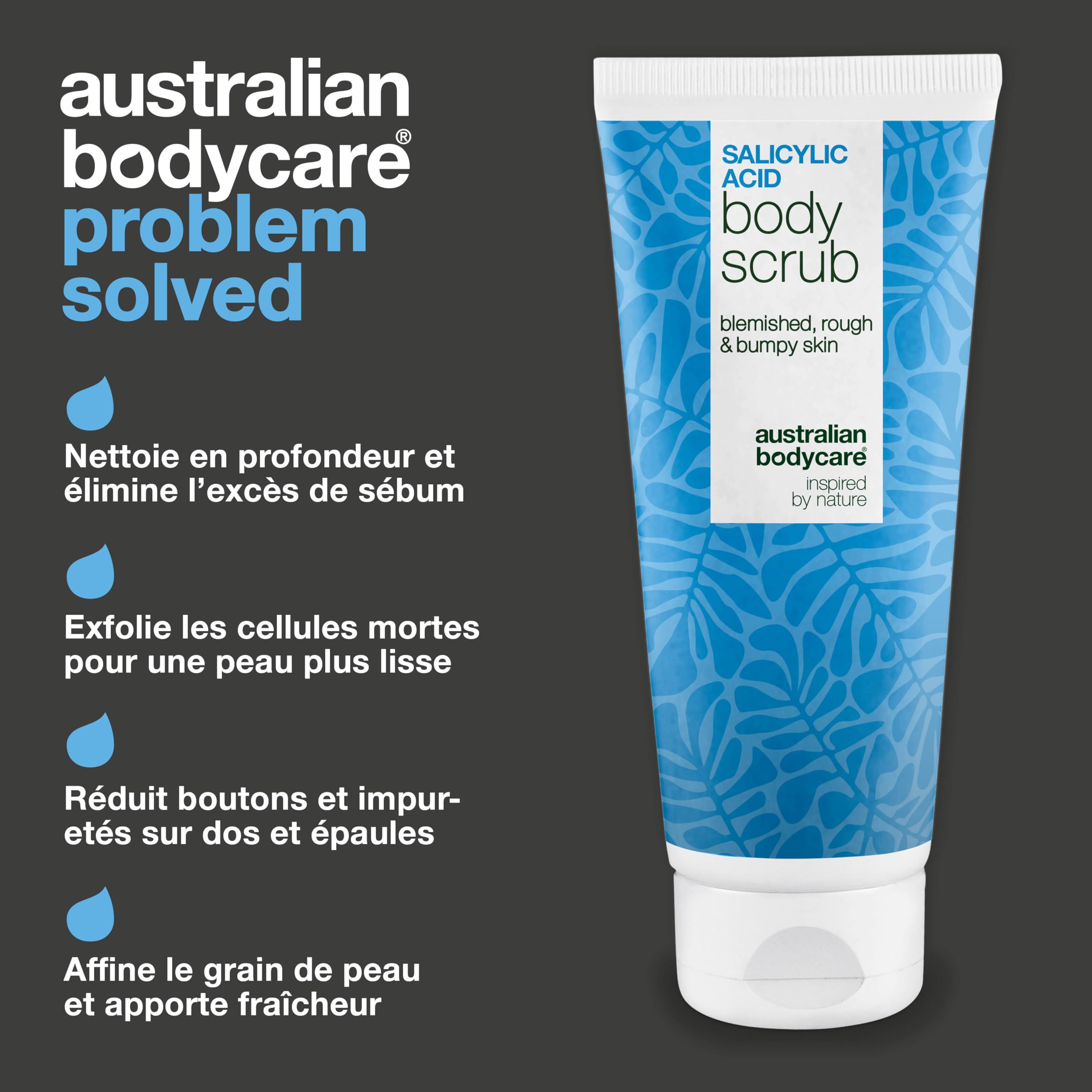 Gommage corps à l’acide salicylique pour les boutons sur le corps, le dos, la poitrine et les fesses – peeling anti-imperfections & pores dilatés avec acide salicylique (BHA) et acide glycolique (AHA)