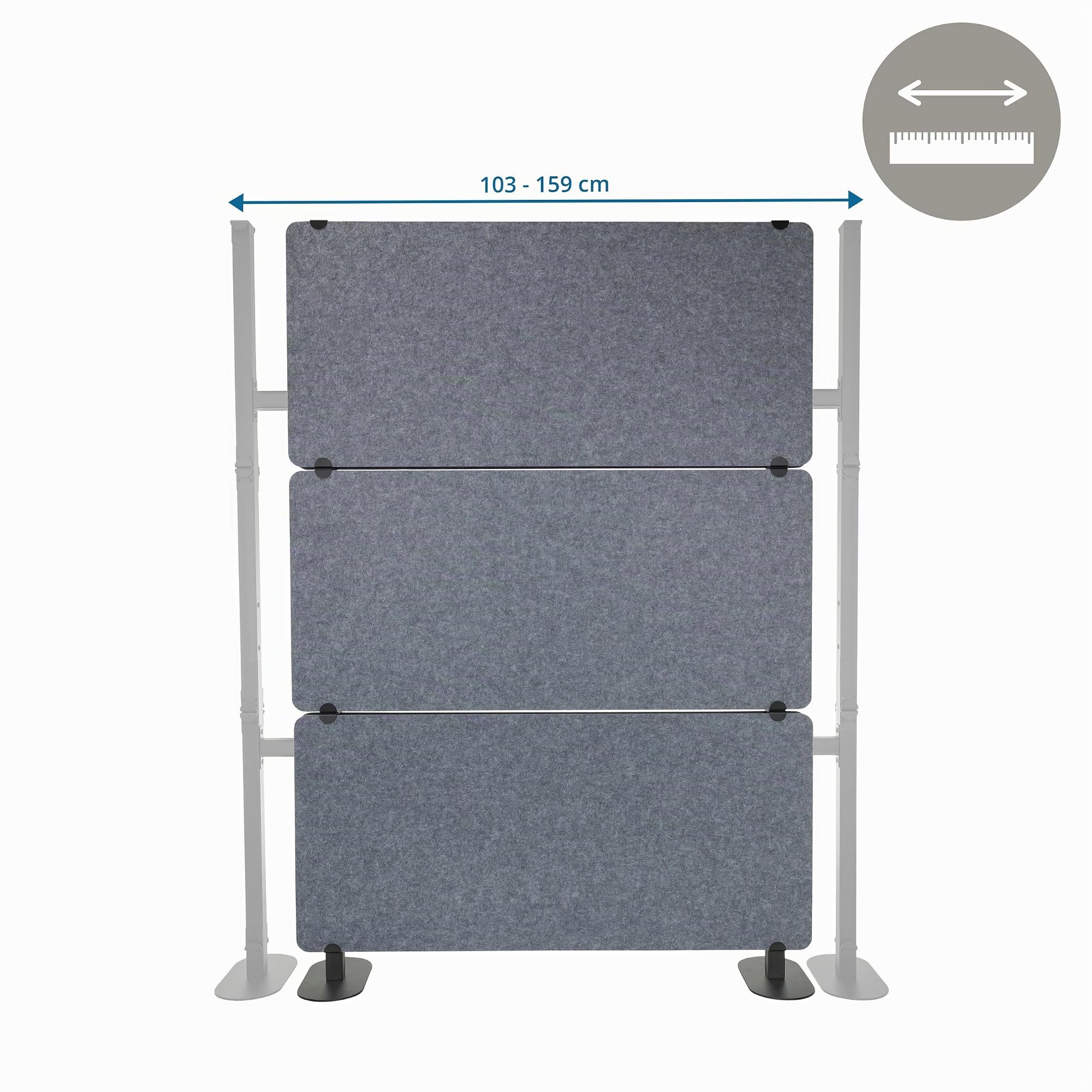 hjh OFFICE cloison Acoustique FLEXMIUT Extend cloison sur Pied, Pare-Vue pour Le Bureau et la Maison, Gris