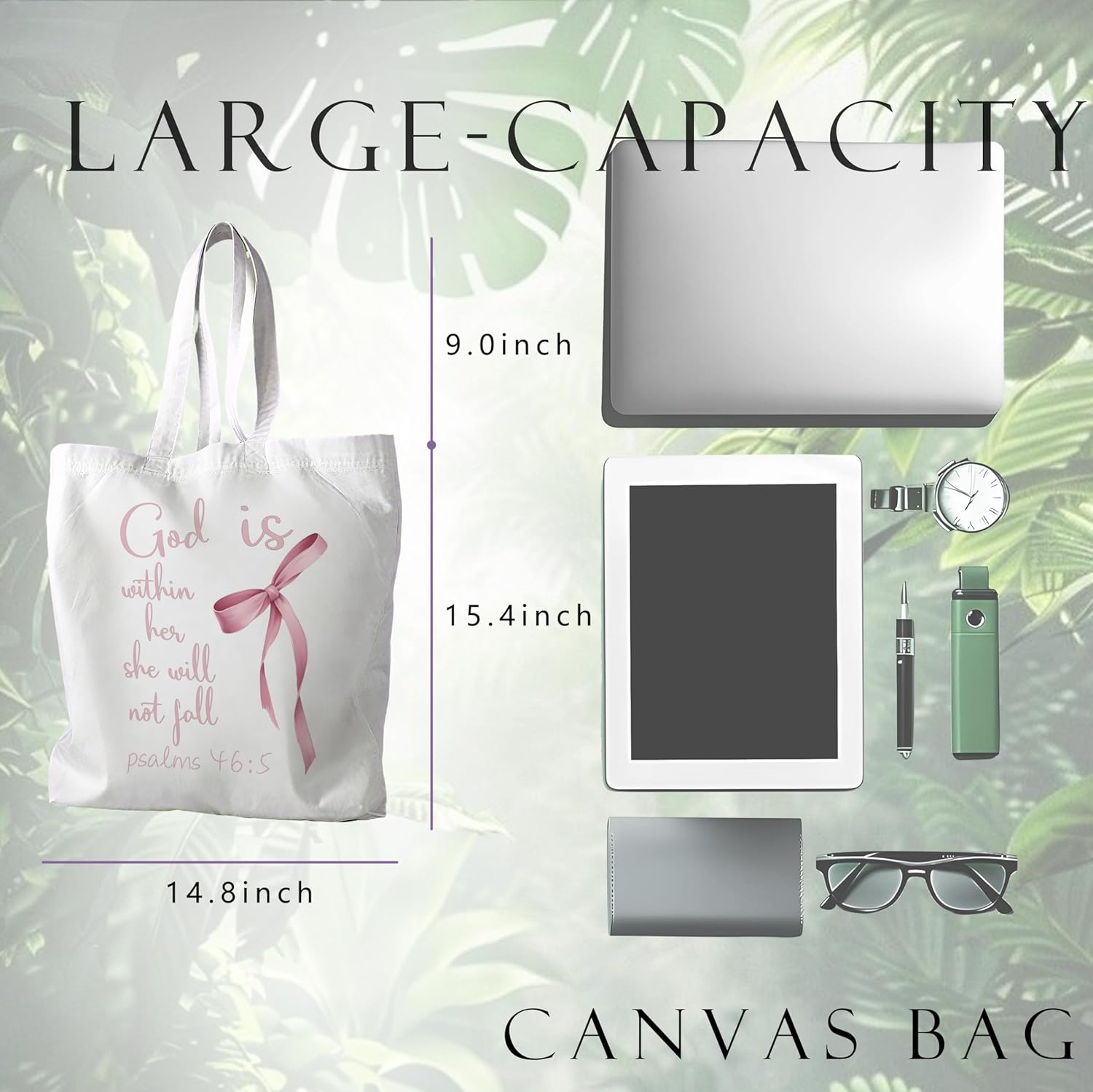 Christian Bible Verse Tote for Women, Faith-Inspired Reusable Canvas Gift for Church & Daily Use - Image 4