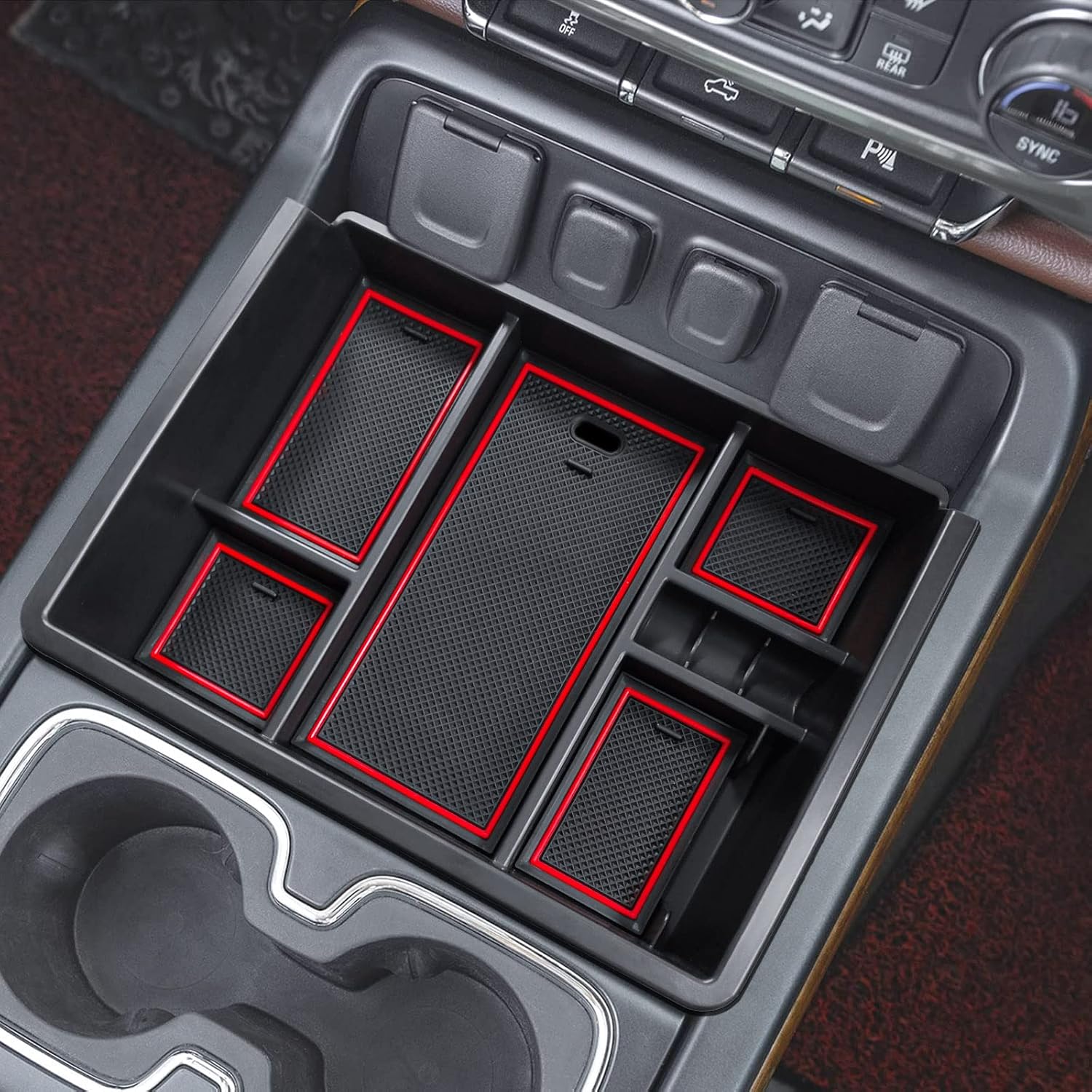 Full Coverage Center Console Organizer Compatible with 2014-2018 GMC Sierra 1500 /Chevy Silverado 1500 Accessories 2015-2020 Yukon XL/Tahoe Suburban