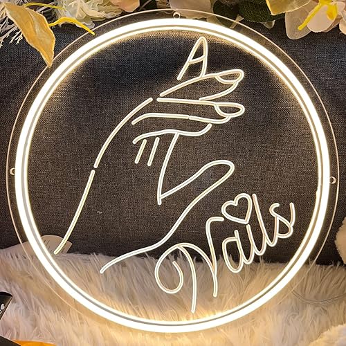 NAILS Letrero de neón para spa salón de belleza Cejas de uñas con pestañas de salón de estudio Diseño de talla de arte 3D Decoración de pared LED