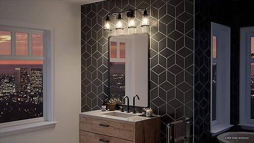 Miniatura 2 de Urban Ambiance Lámpara de tocador de baño industrial de lujo, tamaño grande 12 pulgadas de alto x 33.5 pulgadas de ancho, con elementos de estilo