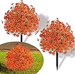 Set of 2 Artificial Fall Topiary Ball Flowers for Outdoor Decoration with Spike 20