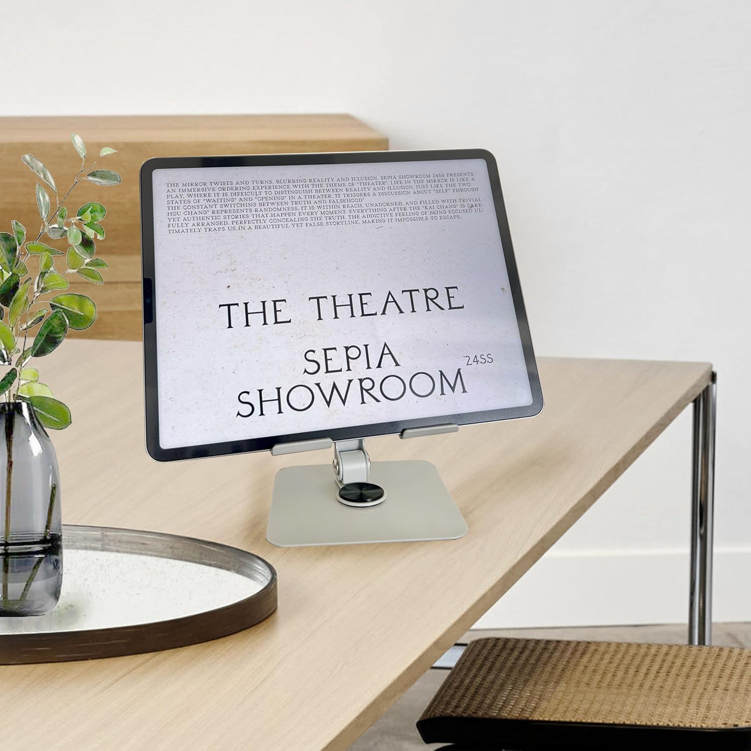 TARKAN 360 Degree Rotating Adjustable Metal Tablet Stand, Foldable Desk Mount Holder for Upto 12 Inch iPads & Tabs (Silver) 12