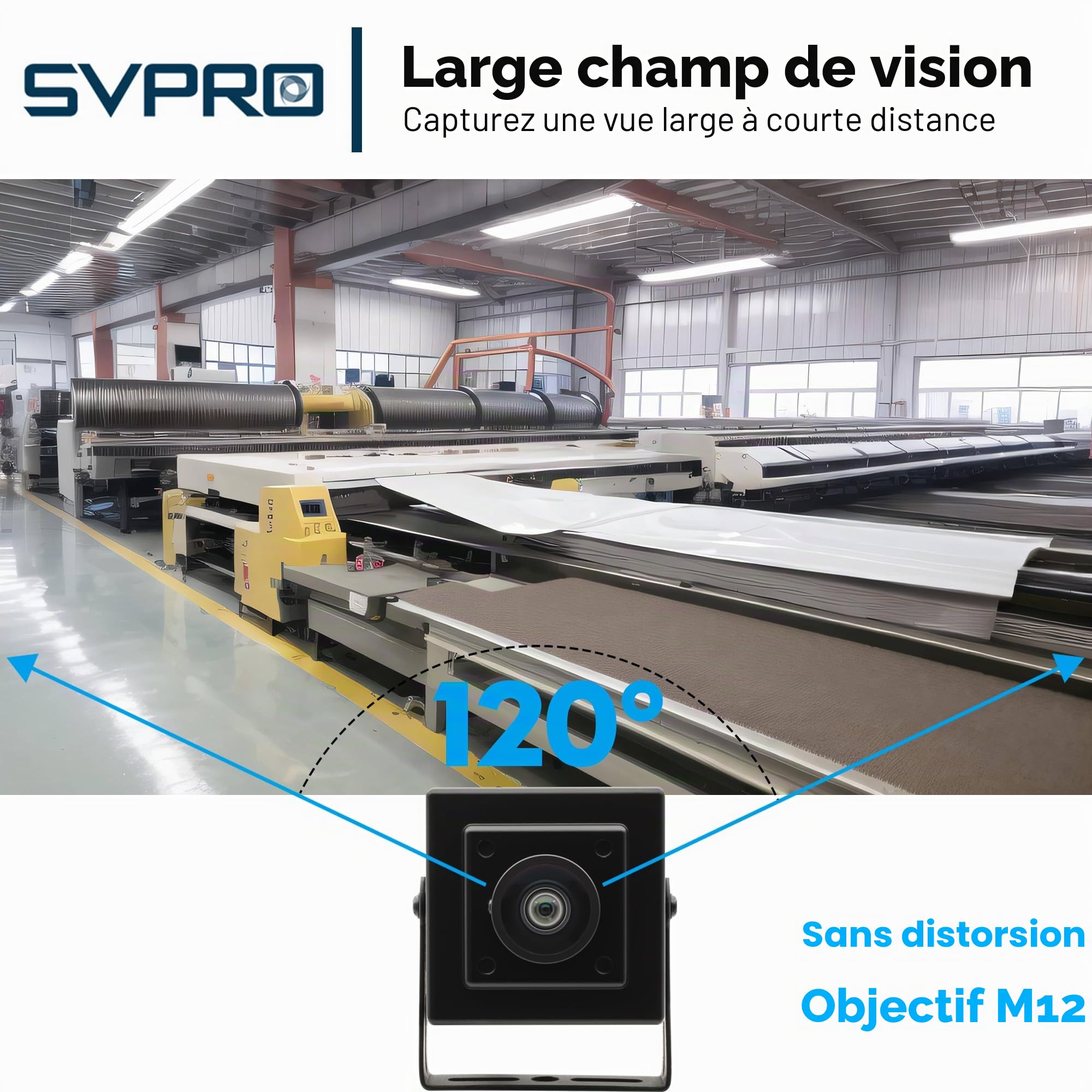Svpro Caméra USB Haute Vitesse pour Ordinateur 1080P 60 fps, 720P 120 fps, 360P 260 fps Machine Vision Caméra Industrielle Grand Angle 120 degrés Caméra de sécurité USB 2.0 pour Windows Linux Android