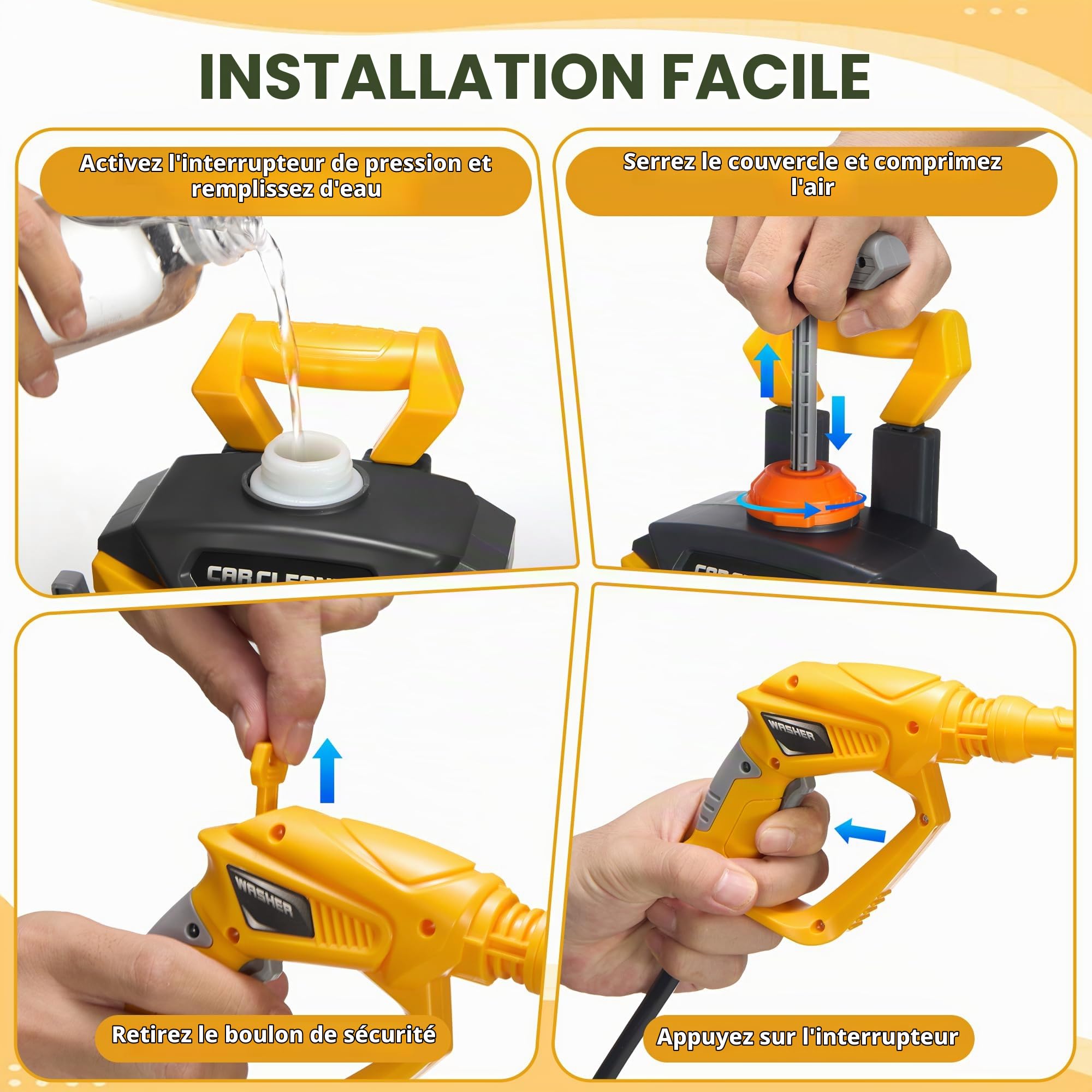 Nettoyeur haute pression jouet pour enfants, jeu de nettoyage pour tout-petits | Jouet de nettoyage pour enfants, machine de nettoyage par pulvérisation interactive, outil de garage avec fonction jet d'eau