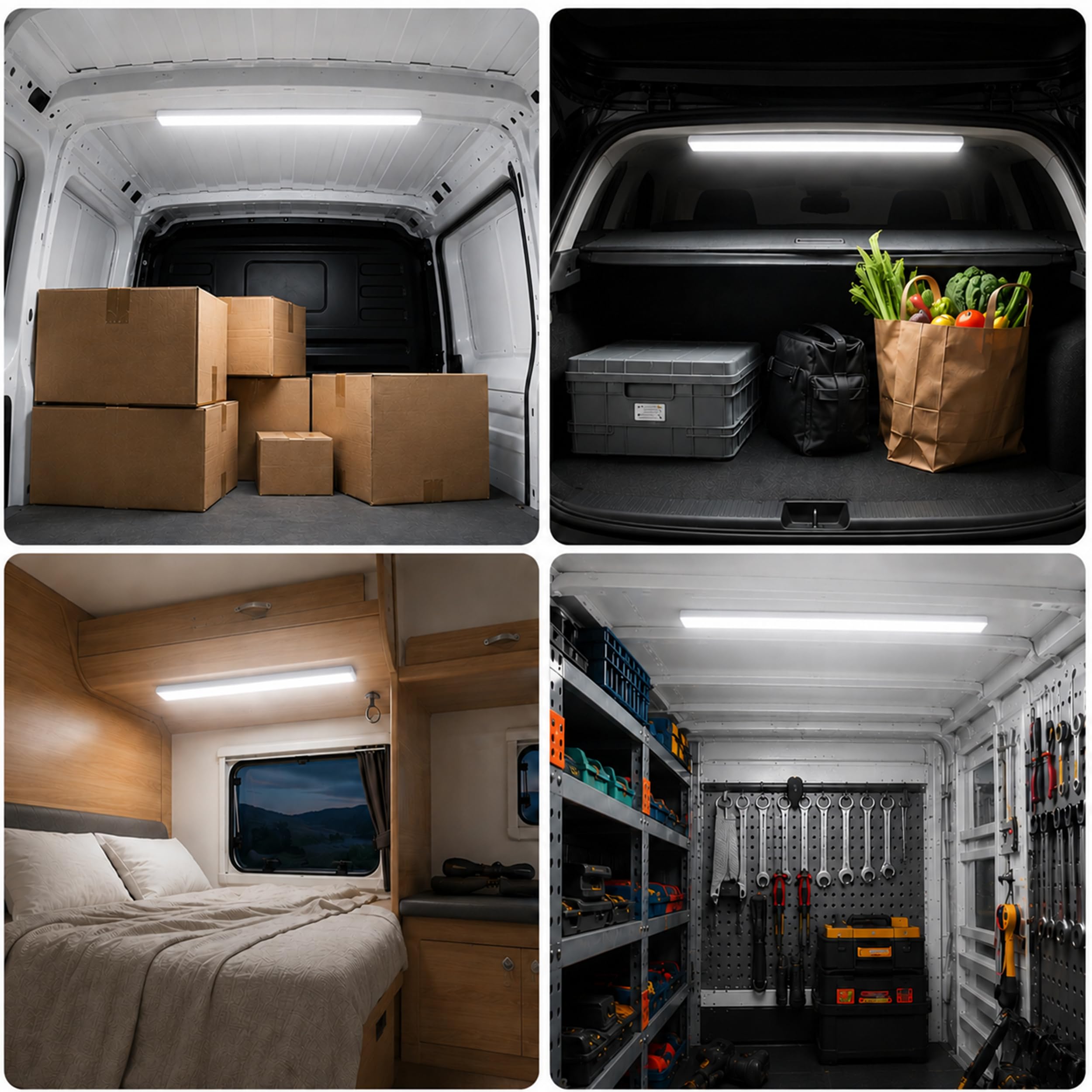 Illuminazione LED per vano di carico, illuminazione interna, baule, 100 cm, luce bianca opaca, per auto, camper, furgone, bus, caravan, boat, cucina, camera
