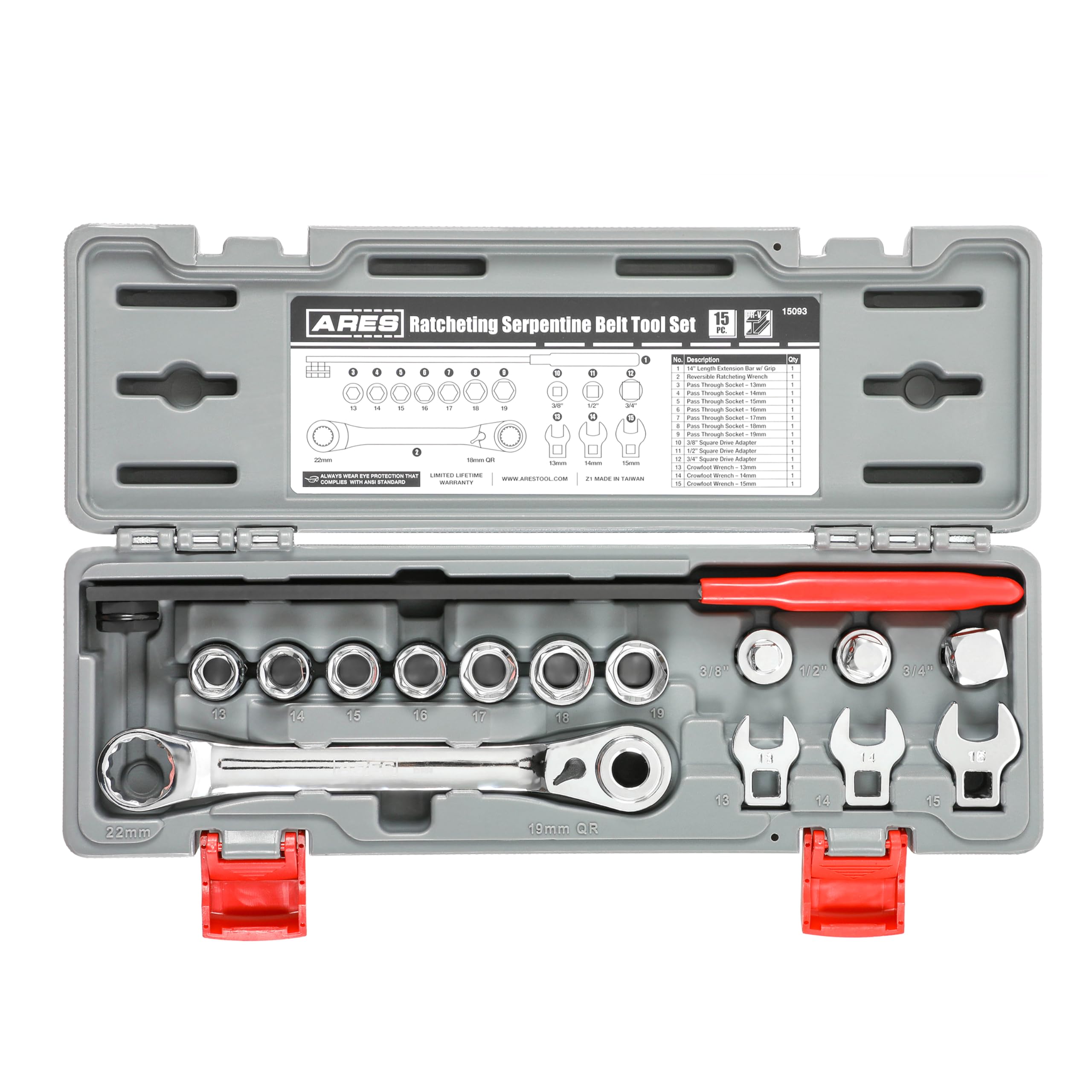 ARES 15093 Ratcheting Serpentine Belt Tool Set