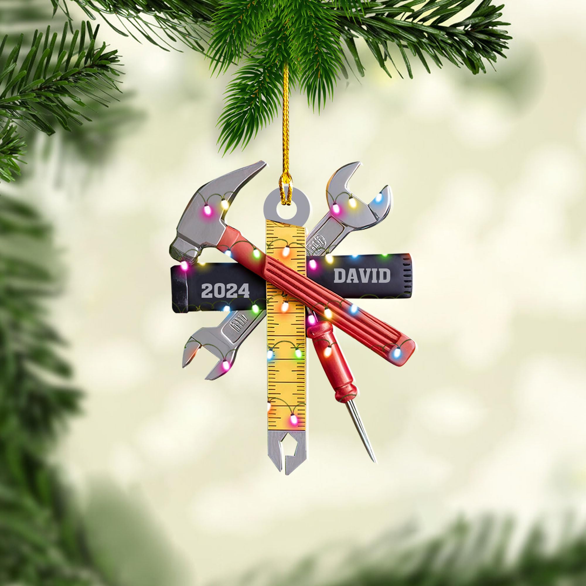 Brevnex Personalized Carpenter Christmas Ornament, Carpenter Ornament 2024, Woodworker Handyman Ornament Gift for Carpenter, Woodworking Tool Set Carpenter Ornament for Christmas Tree (CPT 9)