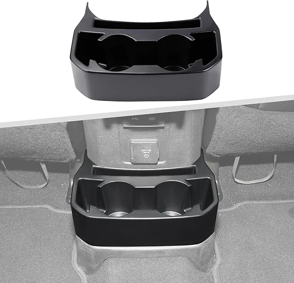 Jimen for JL Rear Cup Holder, Dual Extra Cup Holder Organizer Tray Drink Holder for Back Seat Compatible with Jeep Wrangler JL JLU & Gladiator JT 2018-2025