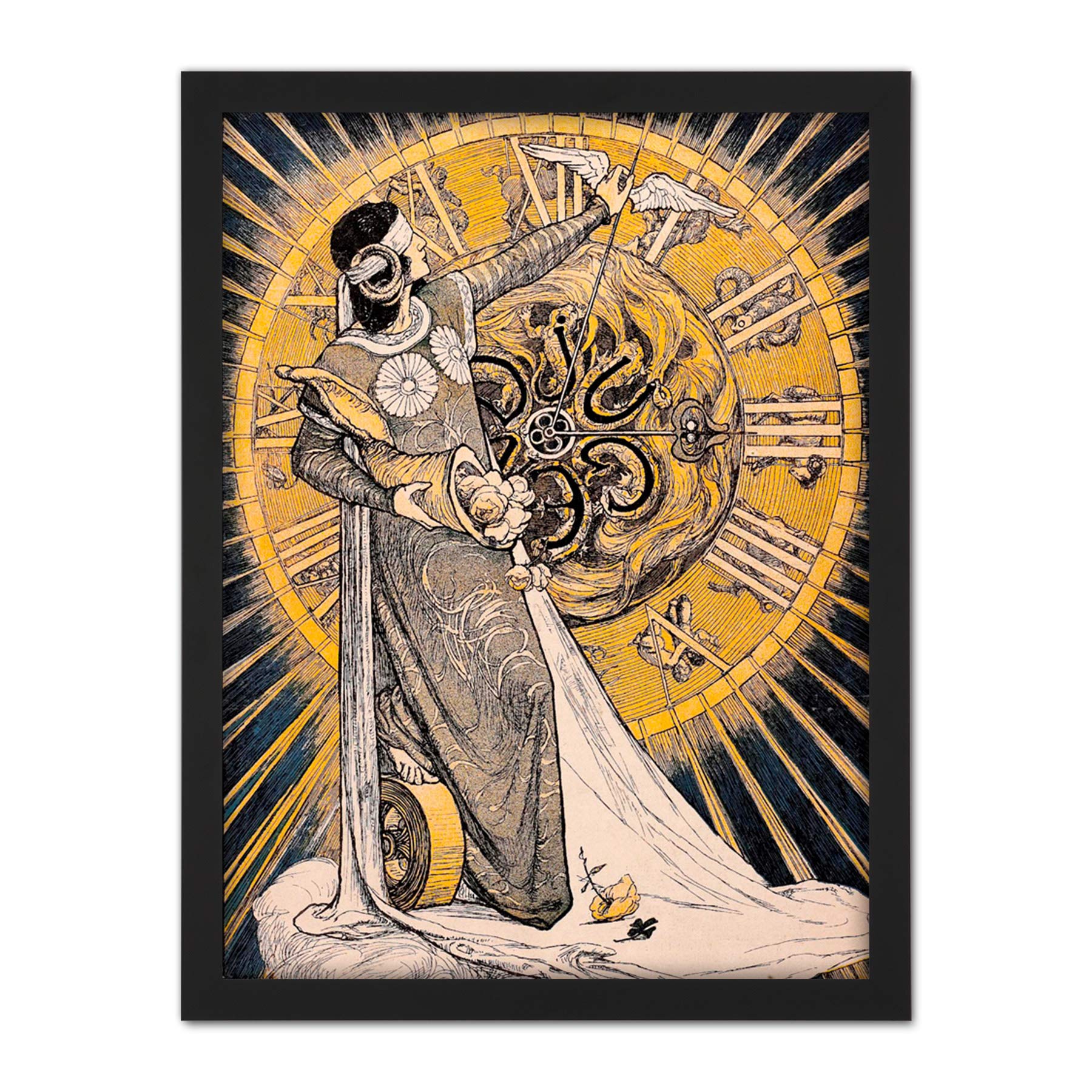 Wee Blue Coo Magazine Cover Jugend Clock Nouveau Artwork Framed Wall Art Print 18X24 Inch