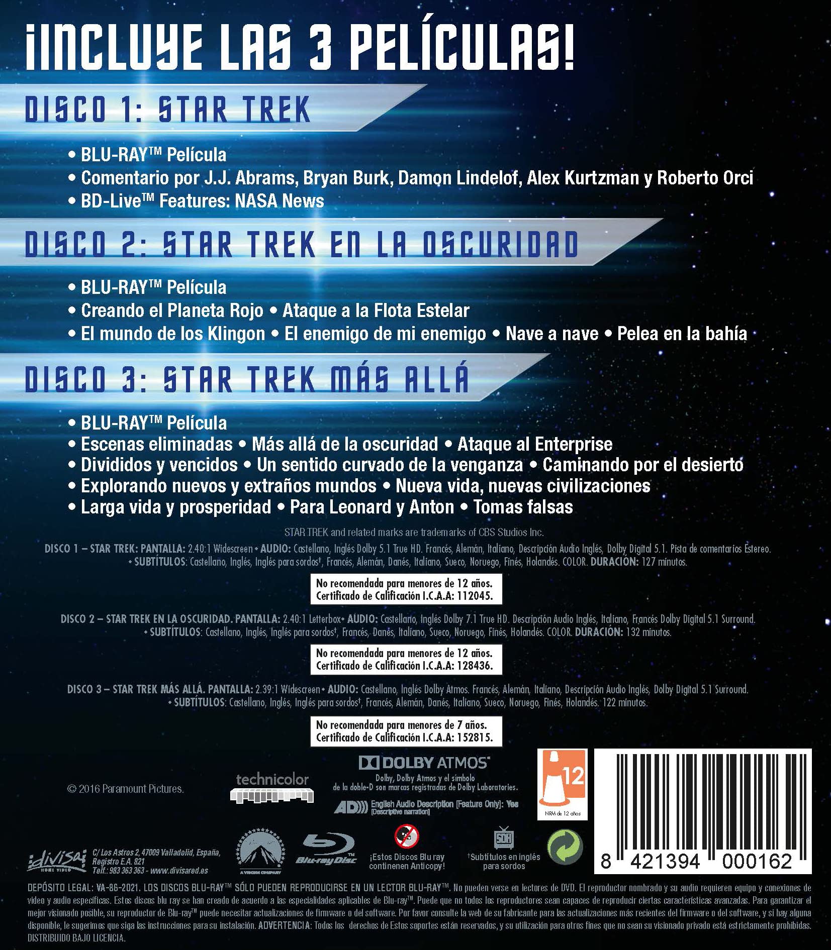 Star Trek: trilogy (STAR TREK (TRILOGIA), Importé d'Espagne, langues sur les détails)
