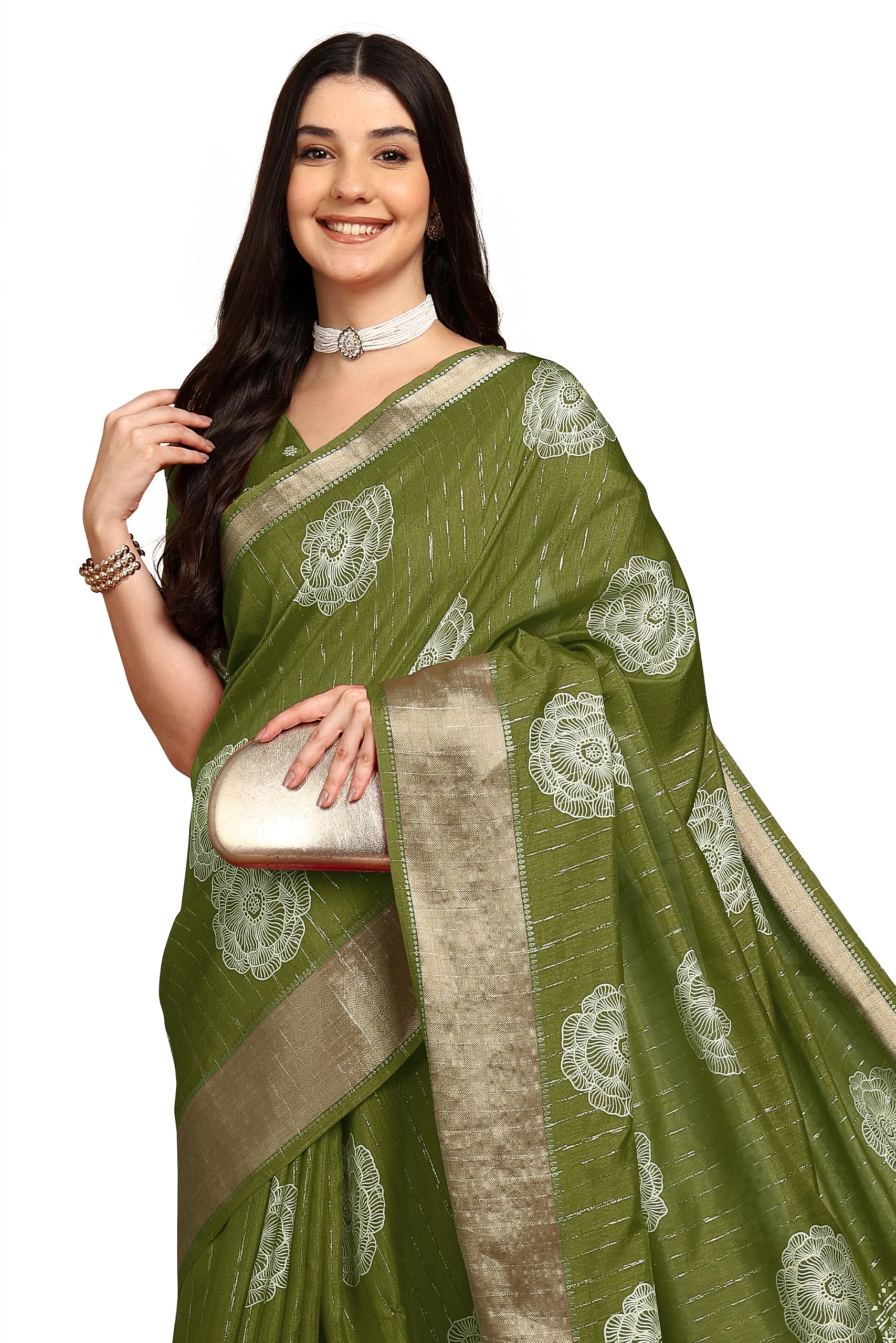 Women's Cotton Silk Floral Block Printed Saree with Blouse Piece-image-22