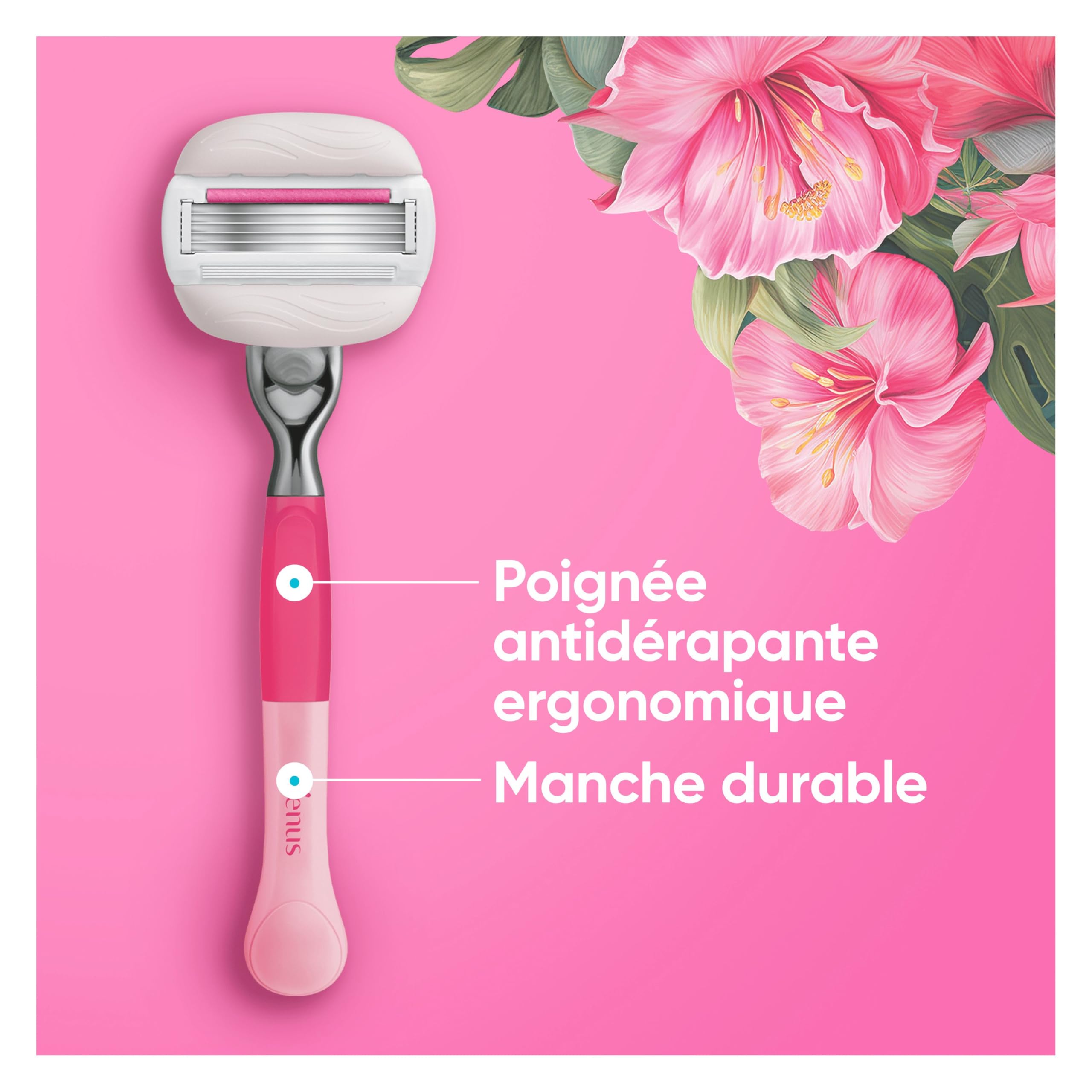 Gillette Venus Lames de Rasoir Femme, 6 Rechanges Pro ComfortGlide – Cartouche aux Barres Hydratantes 2-en-1 pour Mousser et Raser, Rechanges pour la Peau Sèche et Sensible, Parfum Grenade Tropicale