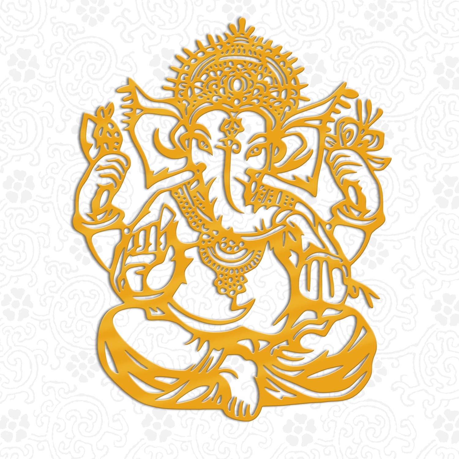 Slickss Gold Ganesha Wall Decor, Hindu Lord Ganapati Metal Wall Art - Indian Wall Decor for Pooja Room, Festival, Living Room, Unique Spiritual Gift & Home Decoration