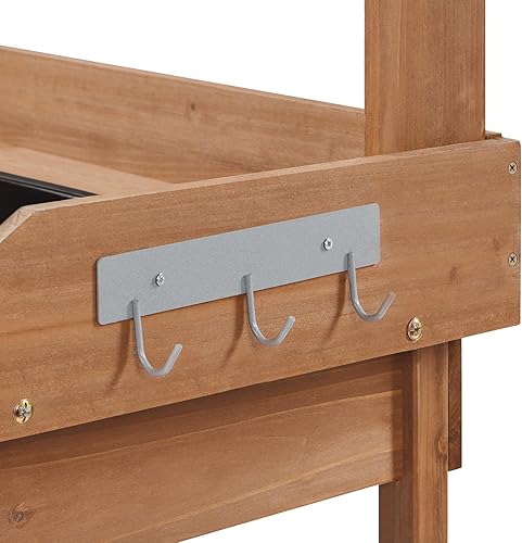 Miniatura 8 de Yaheetech Banco de macetas para jardín al aire libre, estación de banco de trabajo para plantar, construcción de madera maciza para horticultura con
