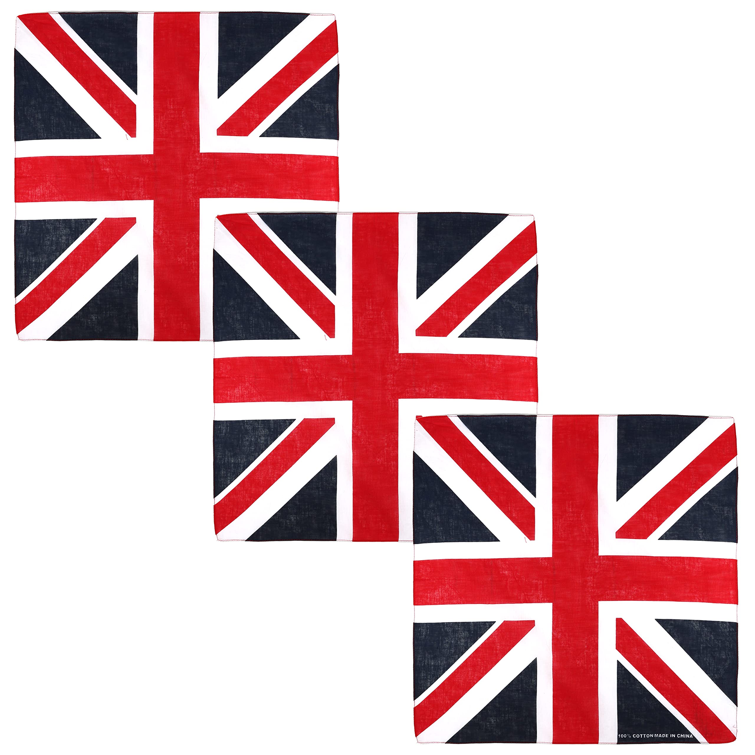 Robelli Union Jack Party Supplies - (Flags/Bunting/Accessories) (3 x Bandanna, Multi), Multicolor