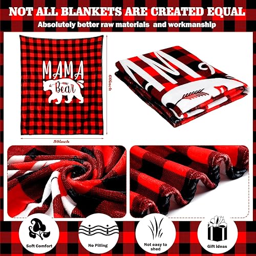 Miniatura 2 de VitalCozy Regalo de Navidad para mamá, 2 unidades, manta con capucha para mamá oso de búfalo a cuadros, regalos para mamá, mujer, esposa, regalos de