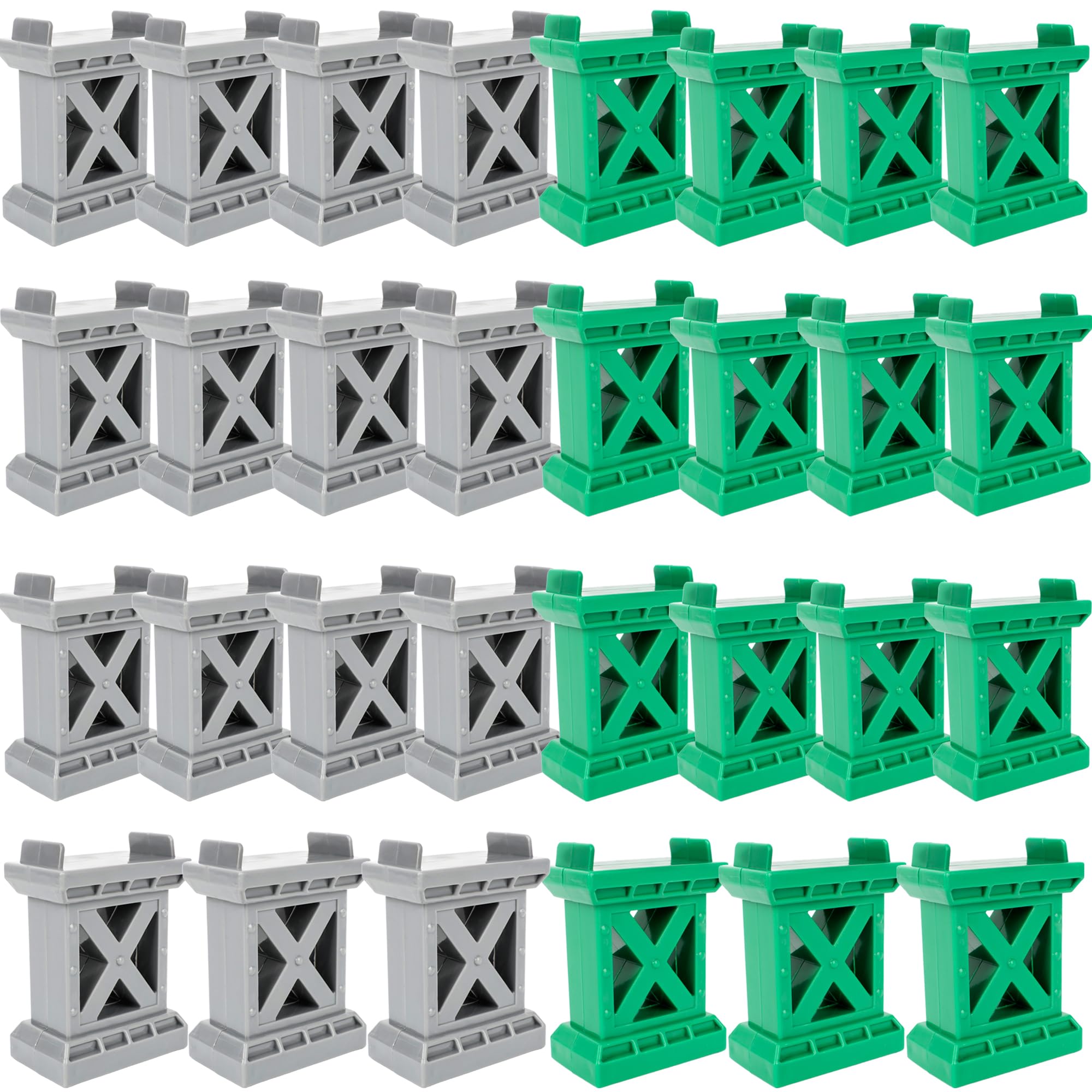 Kugliwa 30 Pcs Train Bridge Pier Track Wooden Bridges Support Railway Accessories Compatible with All Major Train Set, Grey Green
