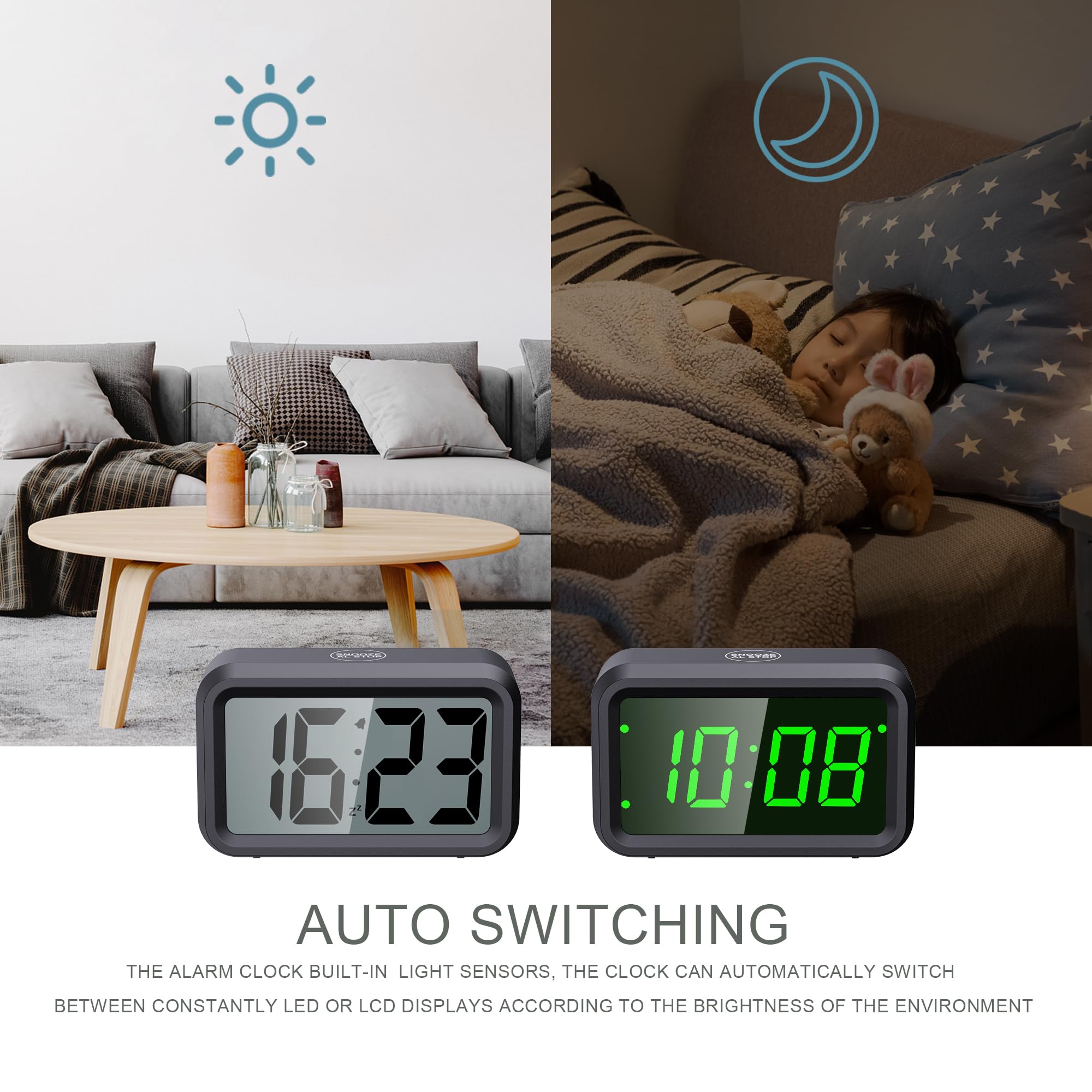 Timegyro Digital Horloge Murale Batterie, Affichage LED, Horloge Murale