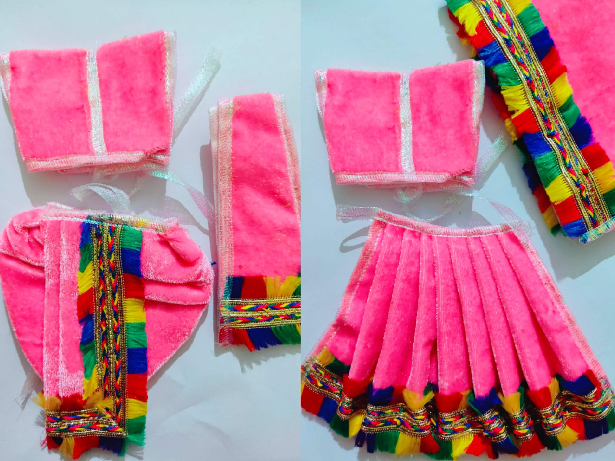 Radha Krishna Saleen Poshak – [Color May Vary] Ram Sita Soft Velvet Dress for Standing Idol Figure by The Kanha Store (4 INCH)