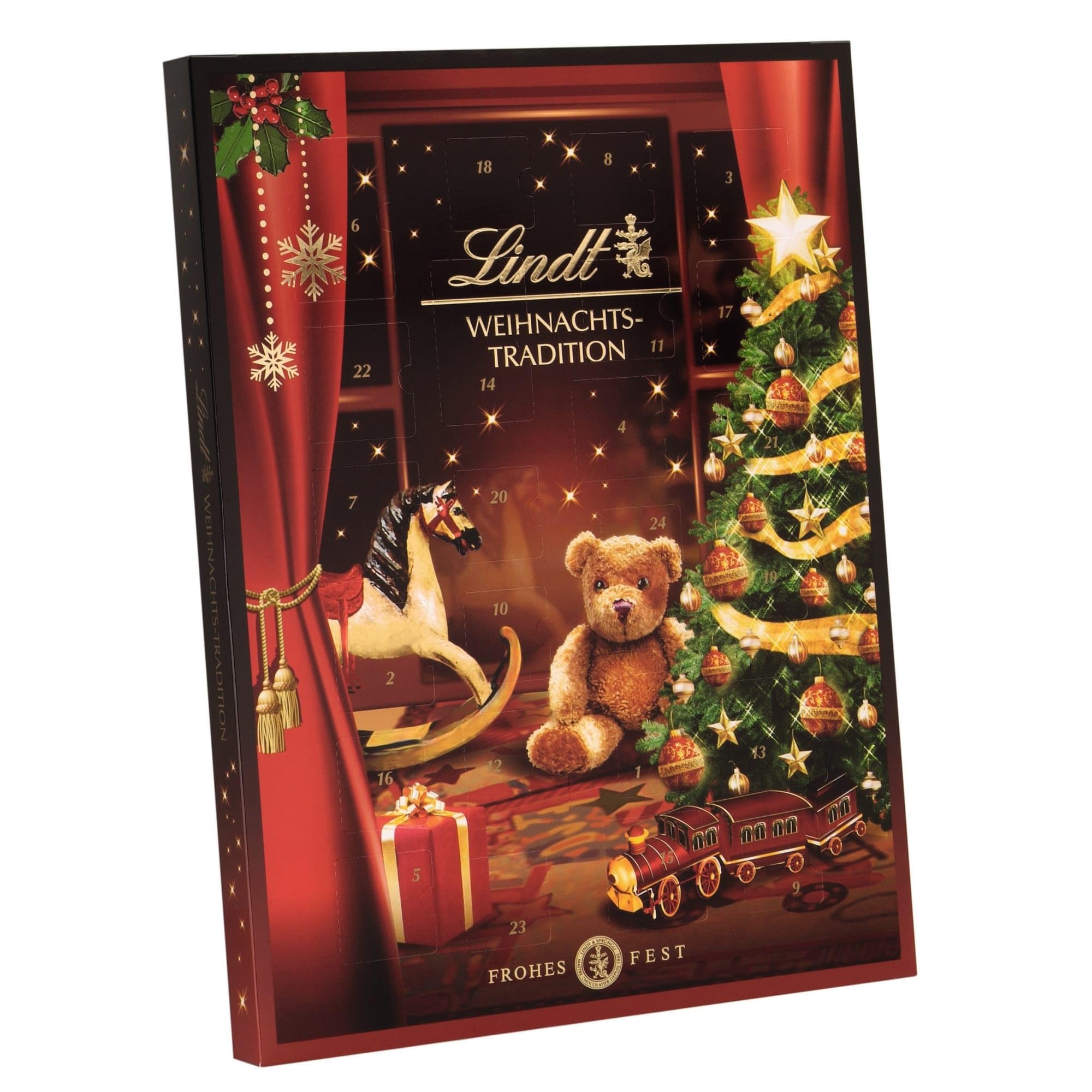 Lindt Schokolade | Weihnachts Tradition Adventskalender 2025 | 253g | 24 verschiedene Pralinen- und Schokoladen Überraschungen | festliche Schokolade für die Weihnachtszeit