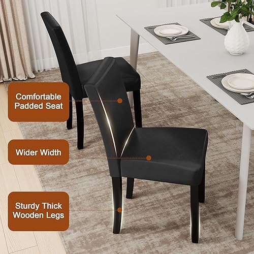 Miniatura 5 de thksbought Juego de 6 sillas de comedor modernas tapizadas de poliuretano, sillas de cocina y comedor de diseño elegante con respaldo alto, patas de