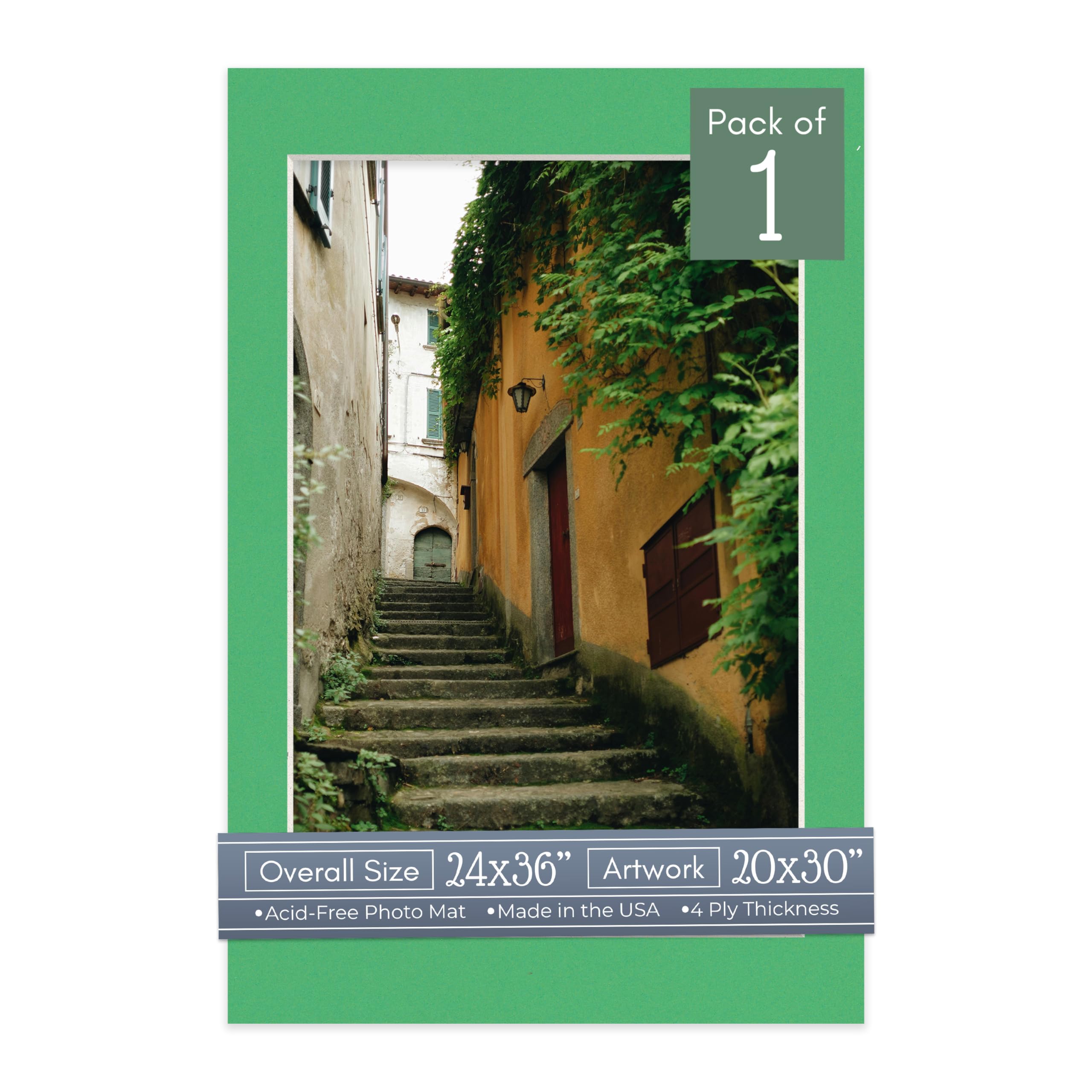 CountryArtHouse Bright Green Acid Free 24x36 Picture Frame Mats with White Core Bevel Cut for 20x30 Pictures - Fits 24x36 Frame - One Mat-image-12